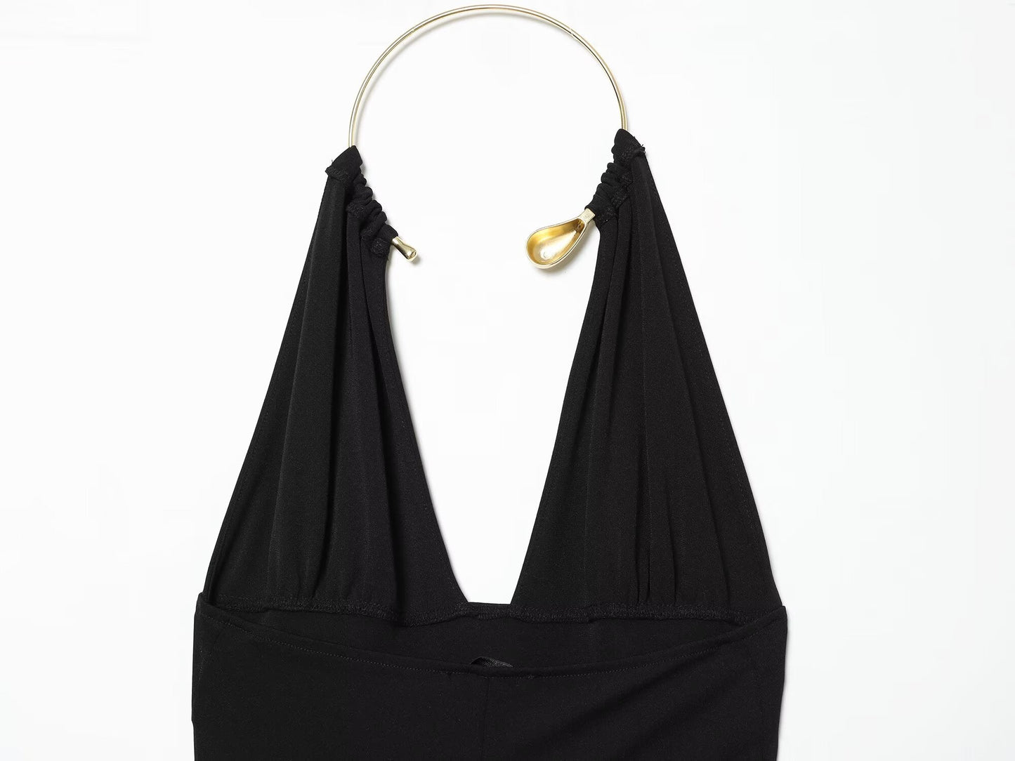 Women's black sexy halter neck dress