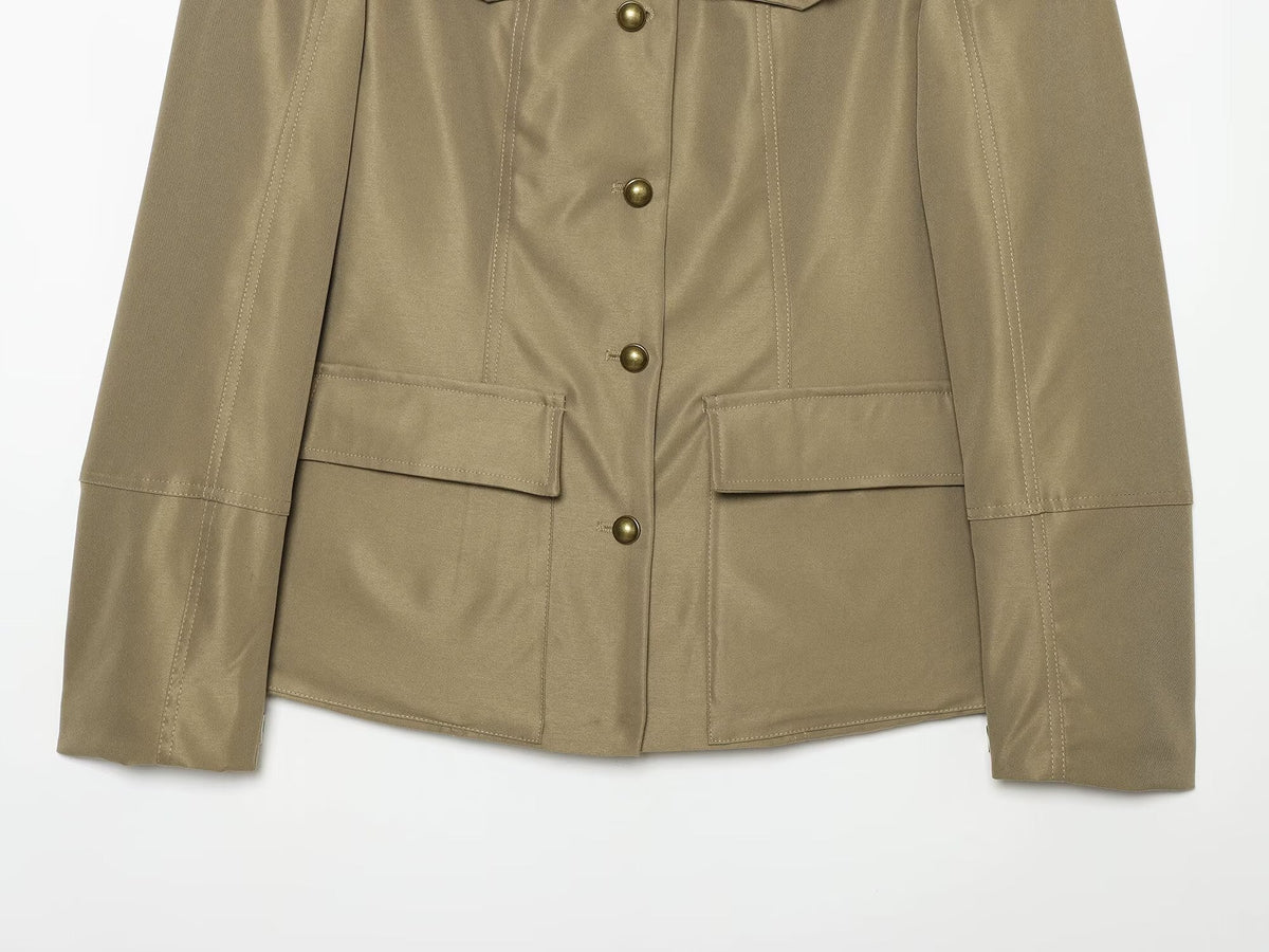 suit Women's 2 pieces pocket decoration slim jacket Coat+Shorts
