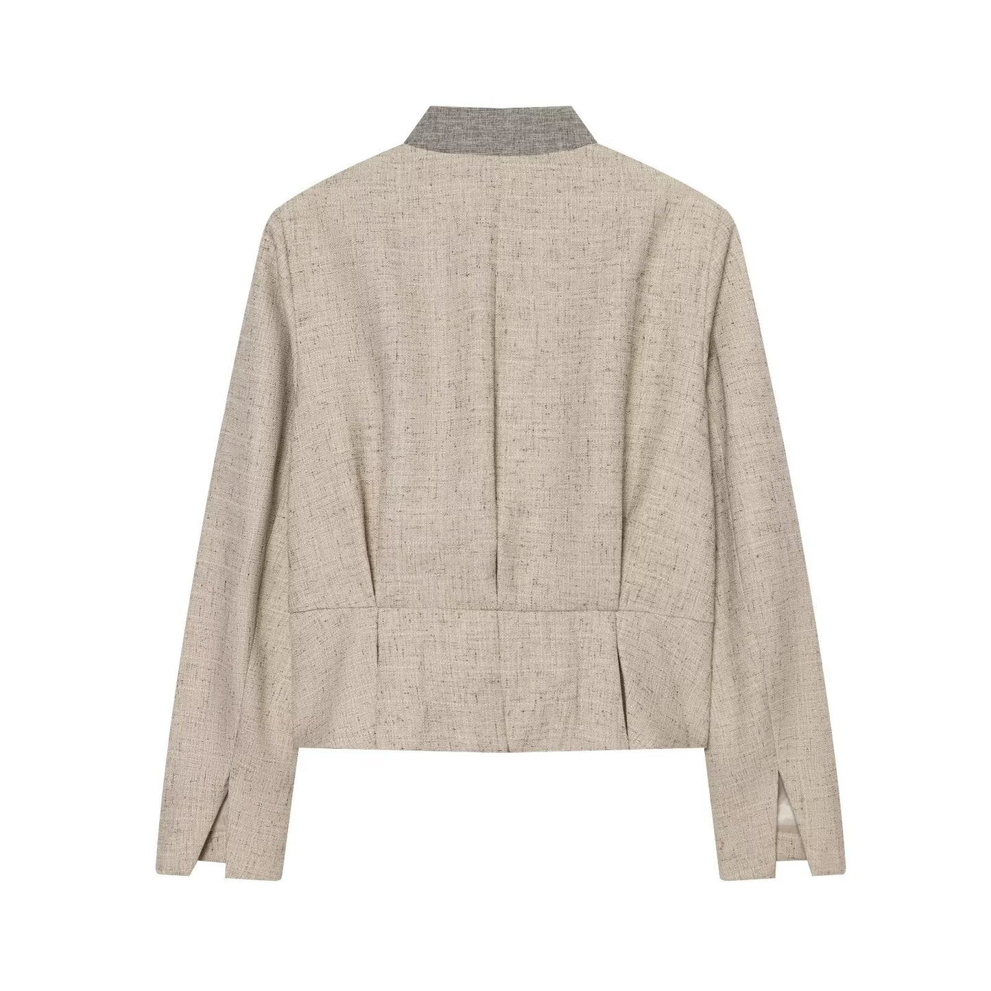 suit Women's 2 pieces back pleated design short Blazer Coat+ Pants