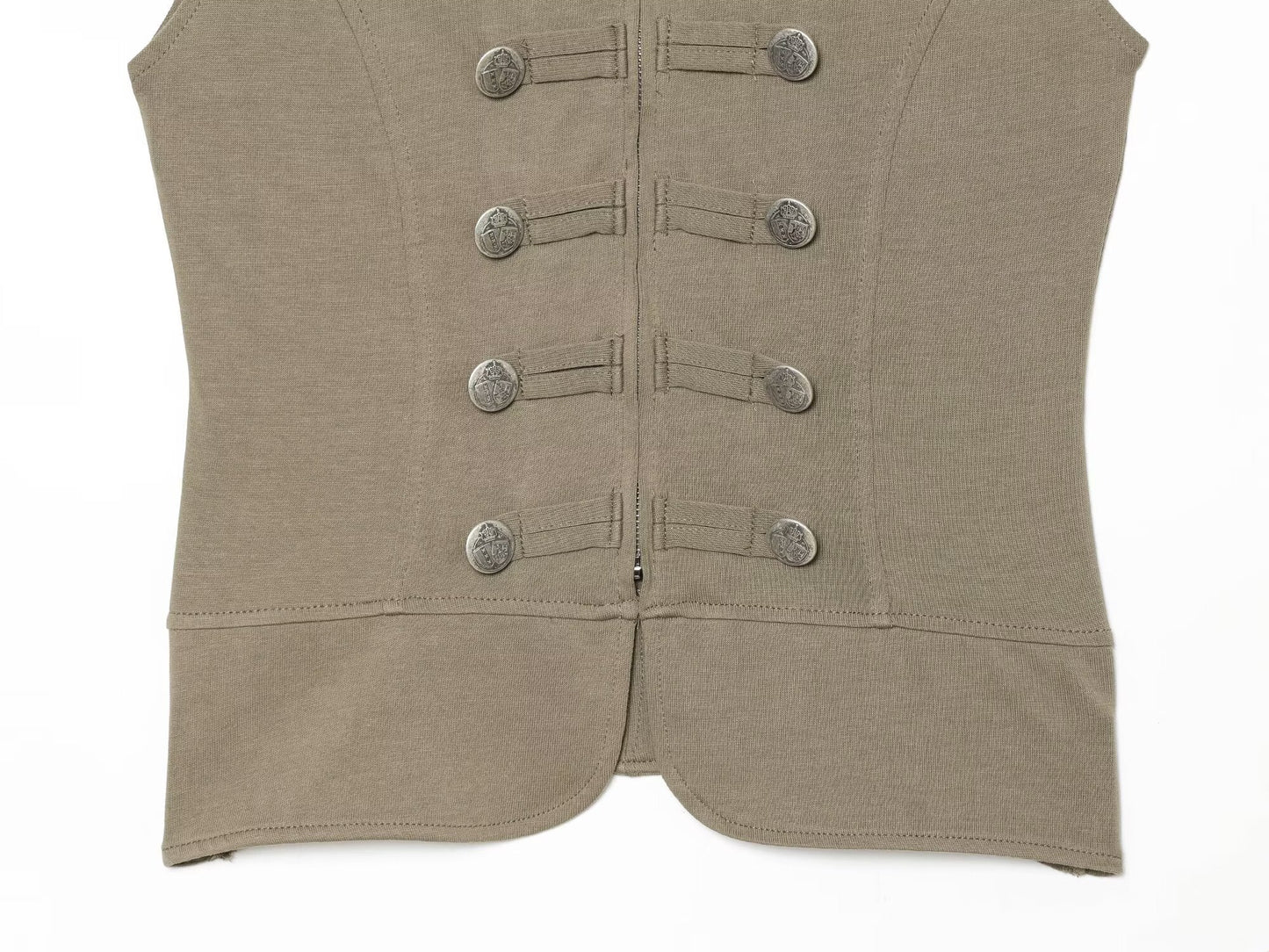 Women's buckle decoration slim zipper vest