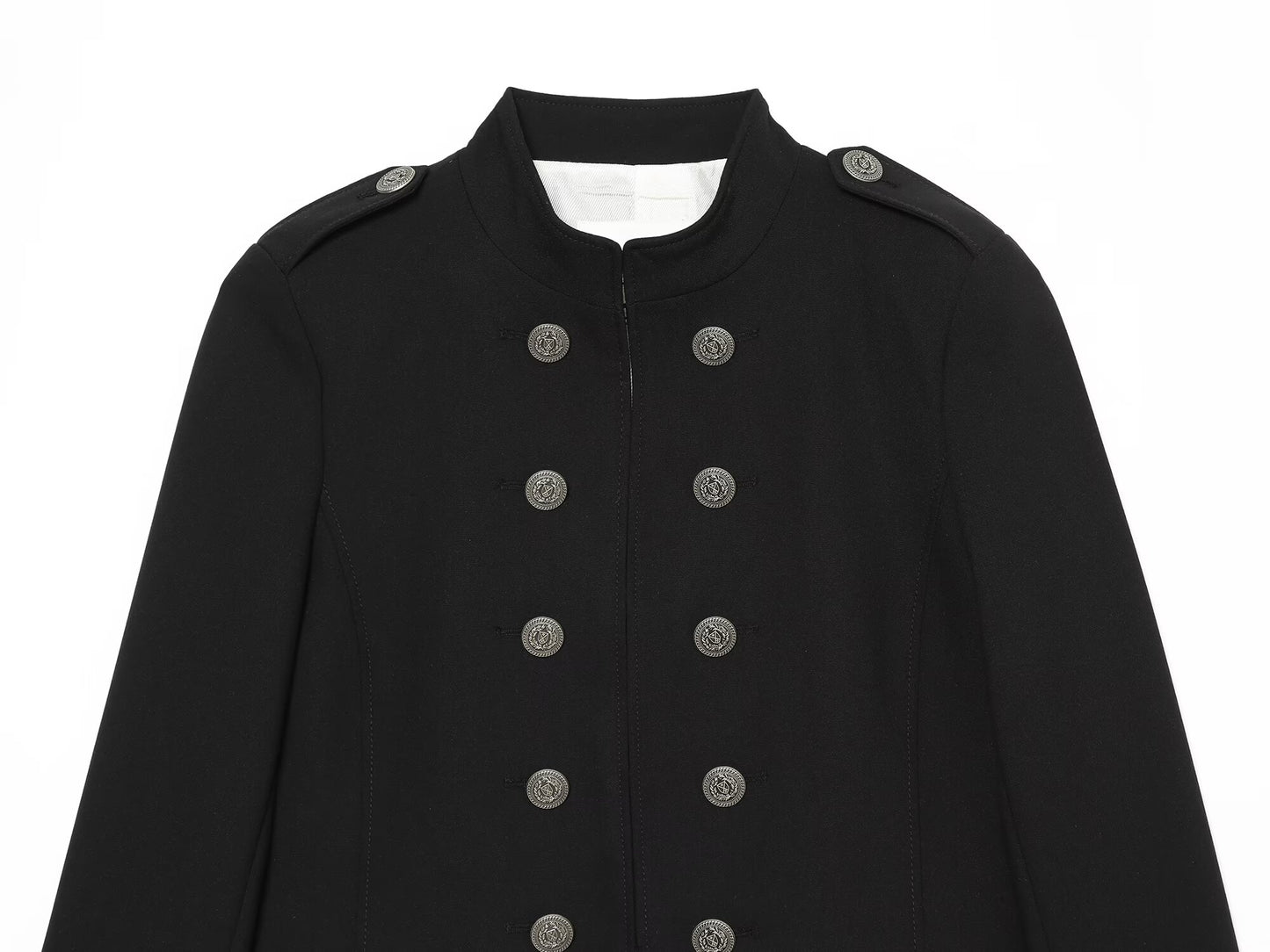 Women's With shoulder pads slim double breasted jacket
