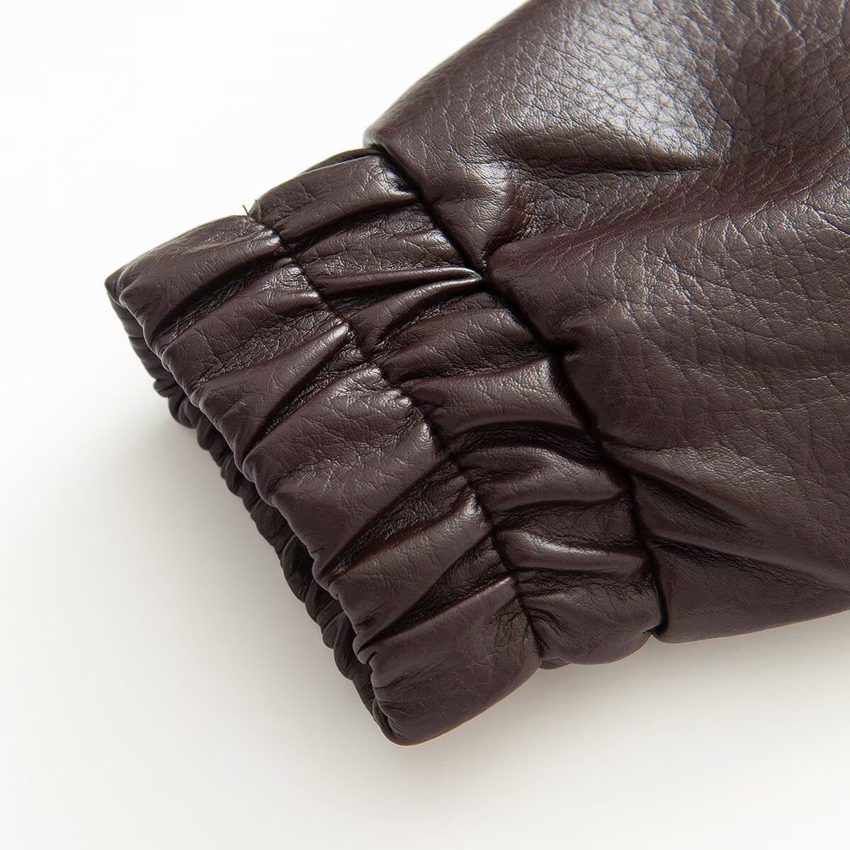 Women's stand collar fake two-piece Faux Leather jacket