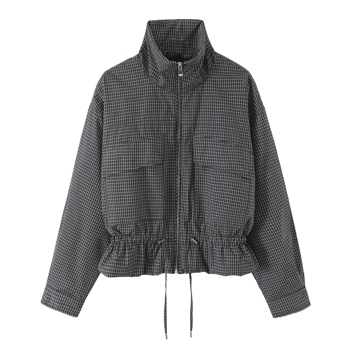 Women's Plaid Stand Collar Cotton Jacket Coat