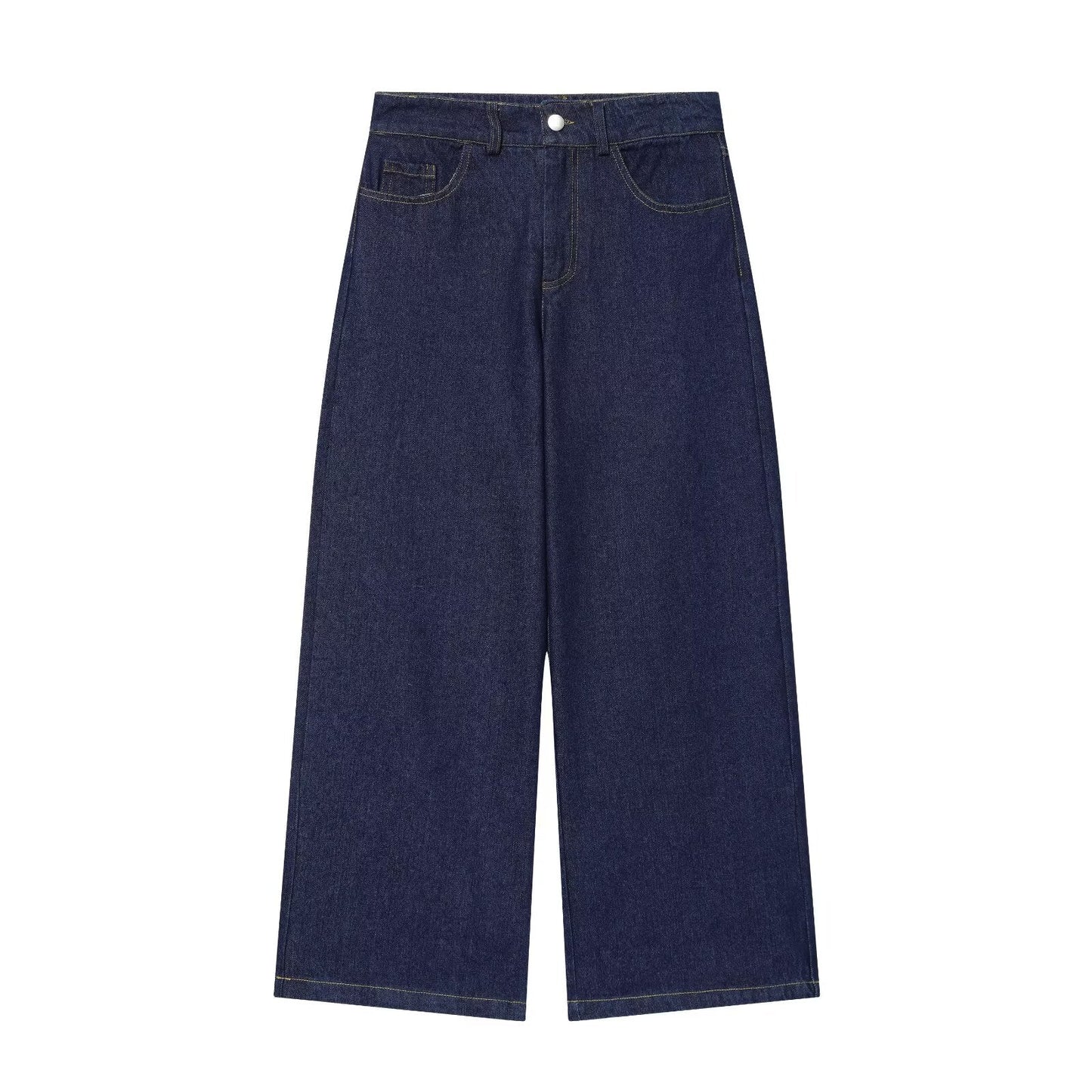 suit Women's 2 pieces comfortable high waisted wide leg jeans+denim shirt