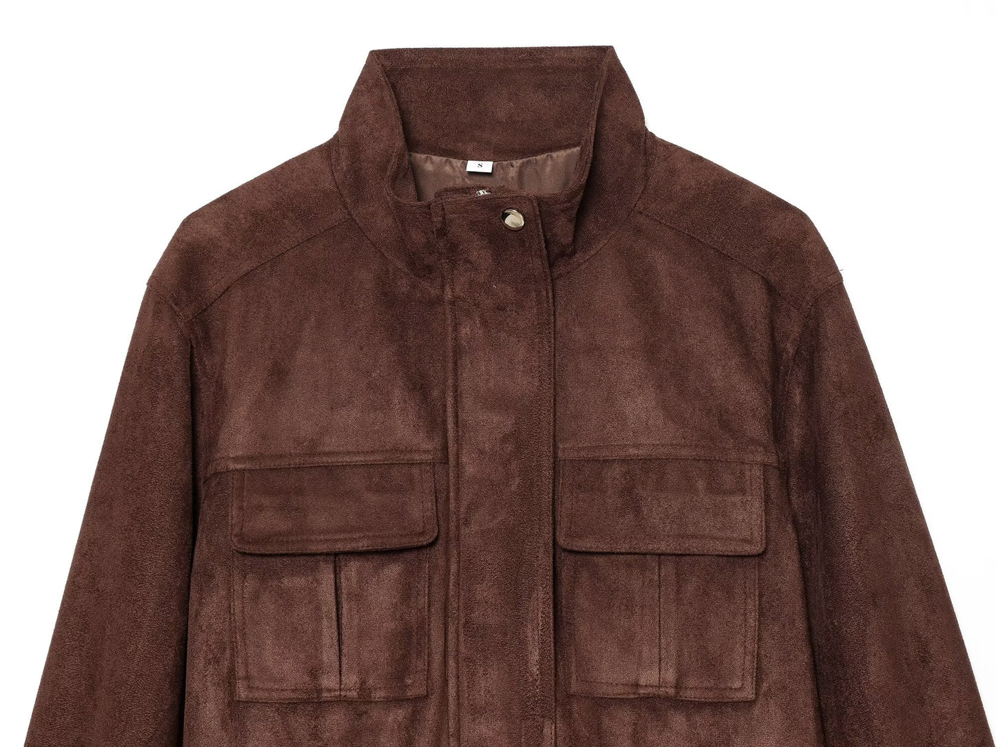 Women's suede waist cinched drawstring jacket Coat