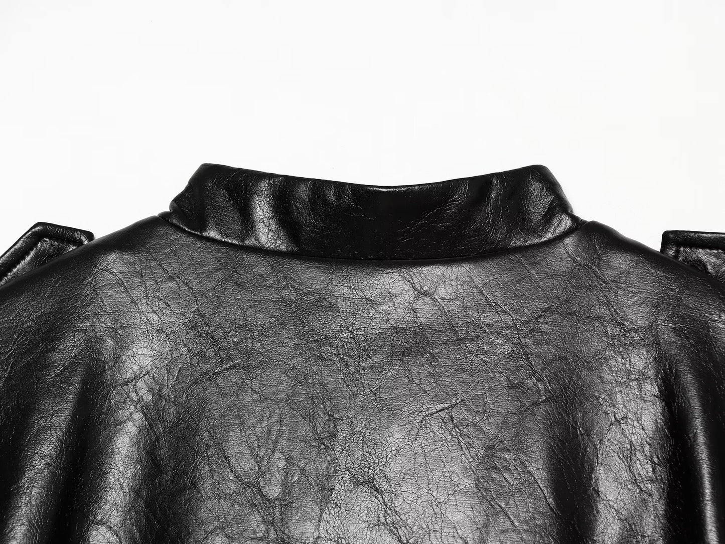 Women's with Belt Black Leather Effect Jacket