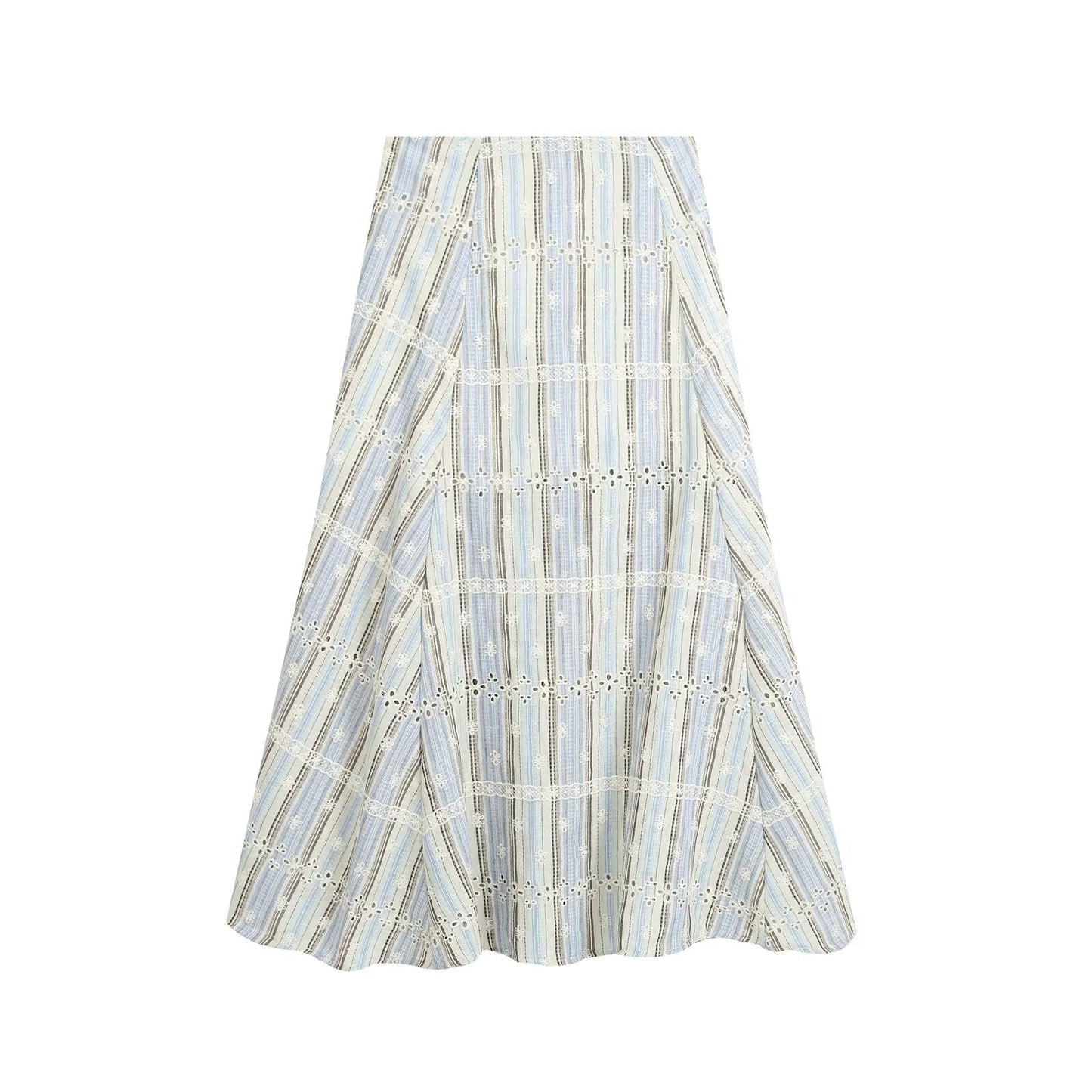 suit Women's 2 pieces sleeveless striped embroidered top+skirt