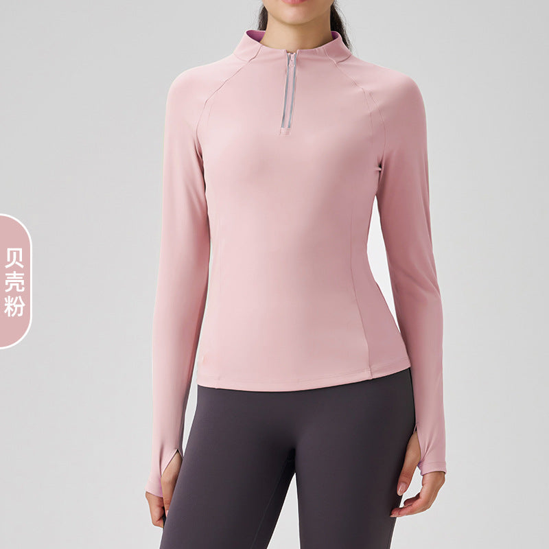 Women's new reflective half zipper yoga fitness jacket