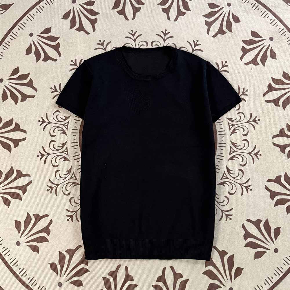 2026 women's new casual Joker O-neck knitted short-sleeved T-shirt