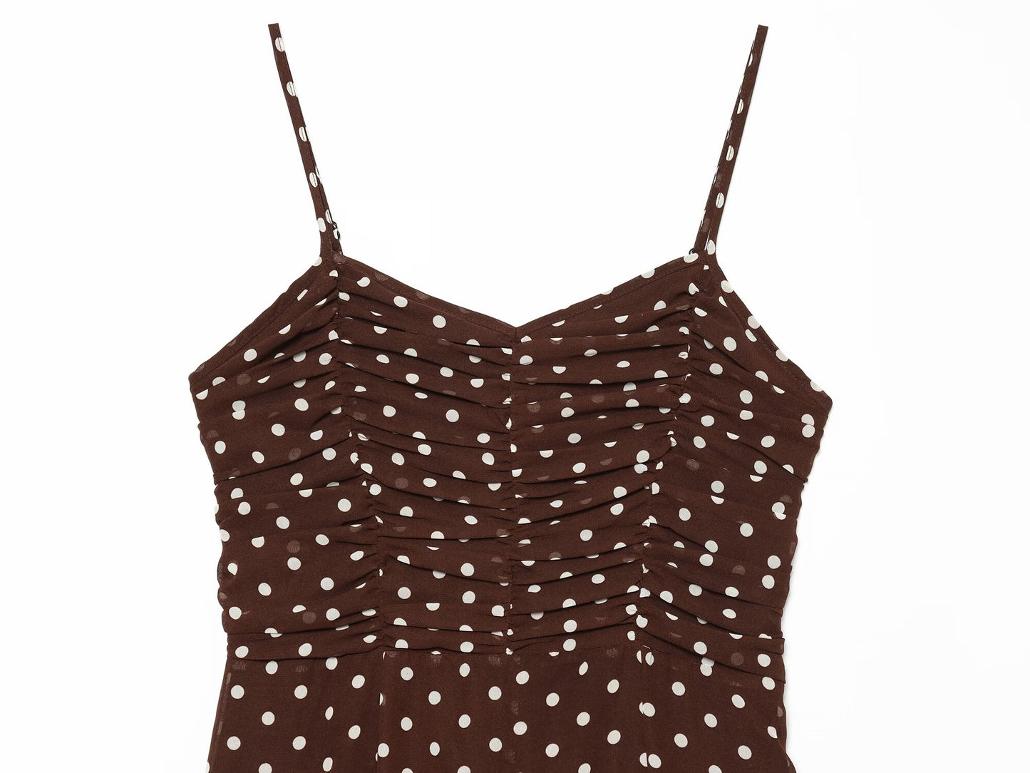 Women's polka dot chiffon suspender MIDI dress