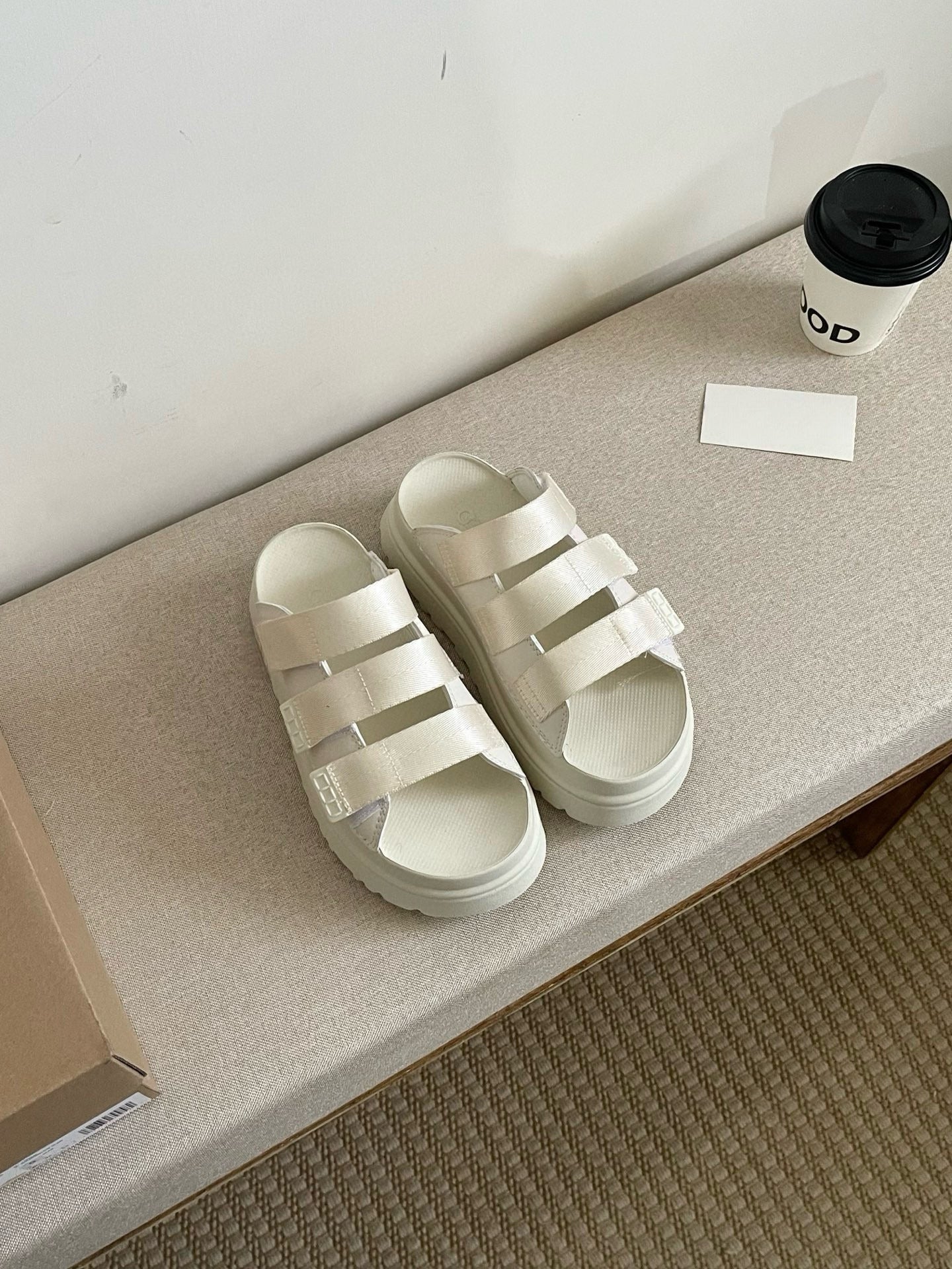Women's New Fashion Joker Casual Thick-soled Hook and Loop Soft-soled Candy-colored Slippers and Sandals