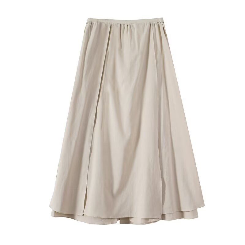 Women's solid linen blended MIDI dress