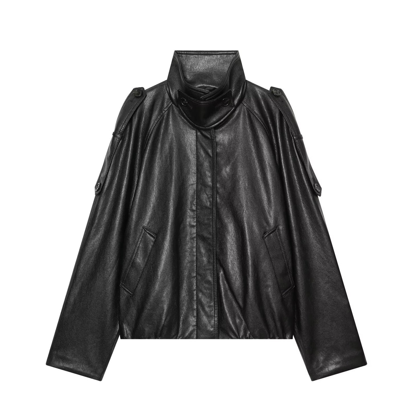 Women's casual versatile imitation leather jacket Coat
