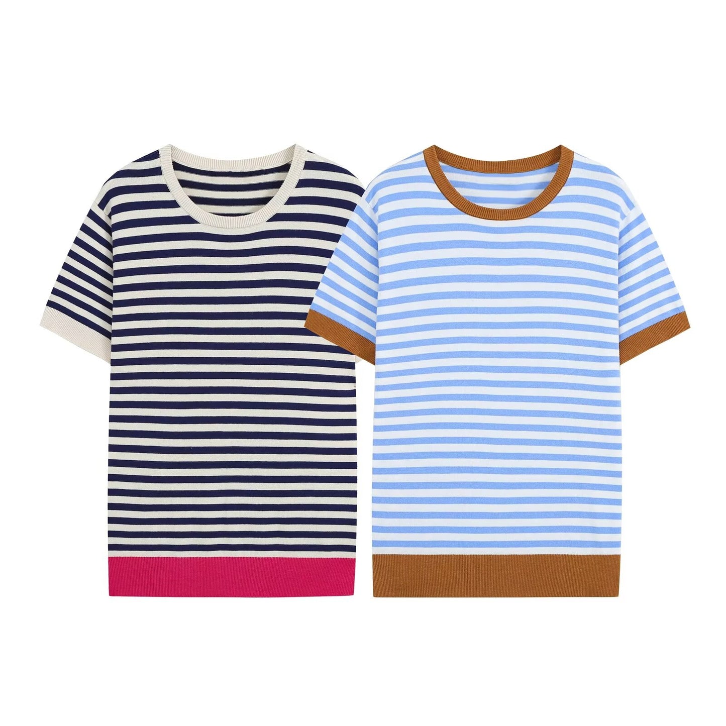 Women's round neck striped knitted top