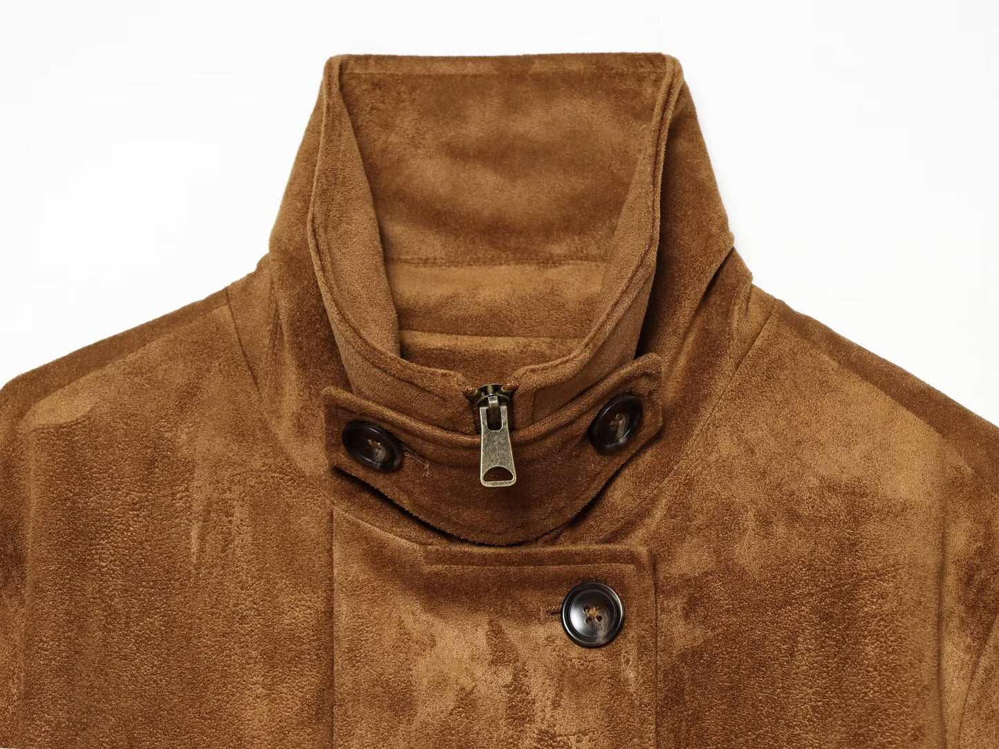 Women's retro suede textured stand collar jacket