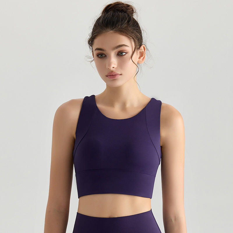 Women's new chest pad one breathable shockproof fitness sports bra