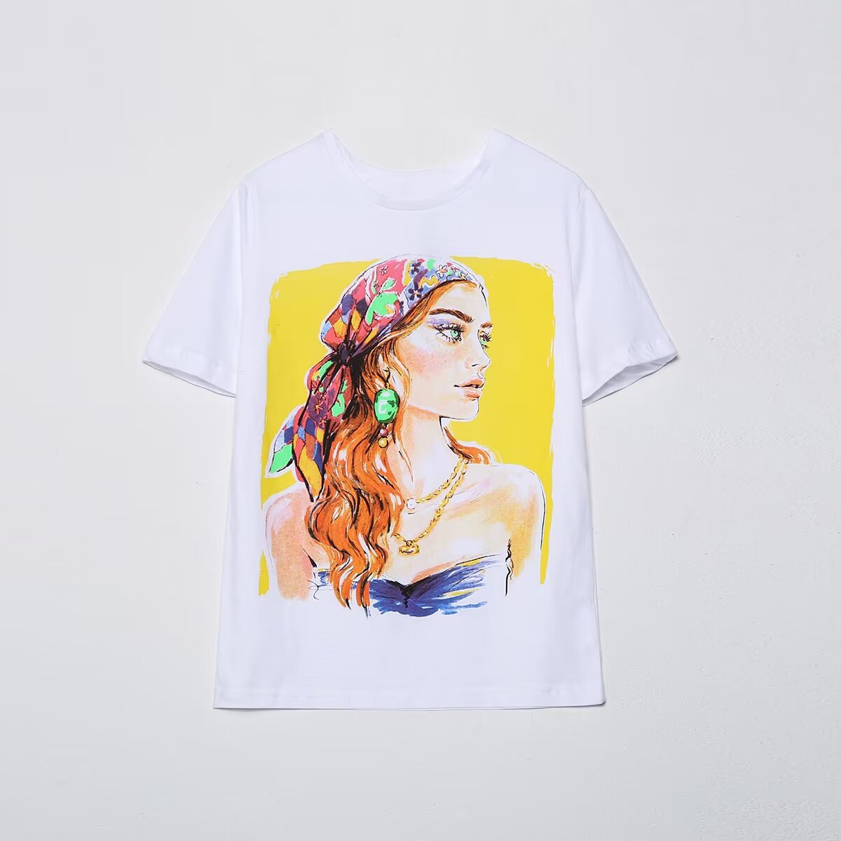 2026 multi-color printed letter T-shirt women short sleeved O-neck loose T-shirt