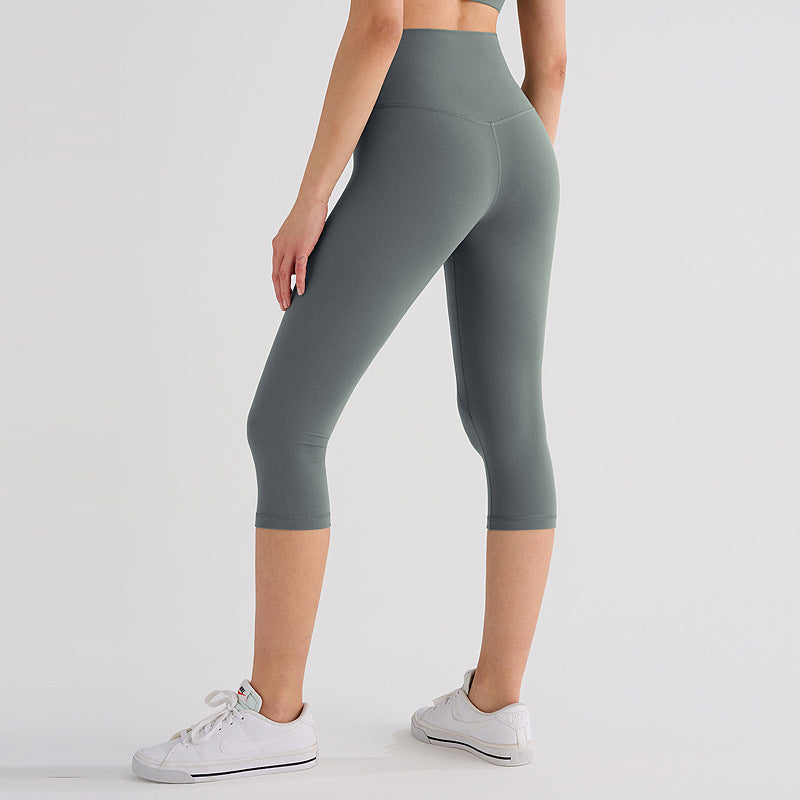 2026 women's new nude sanding yoga pants tight cropped pants