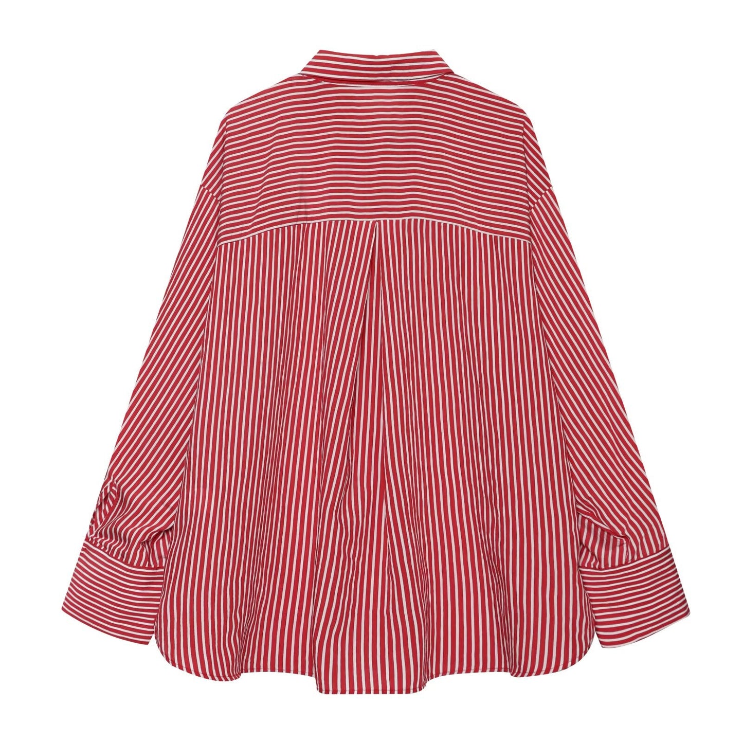 Women's patchwork cuffs loose striped shirt