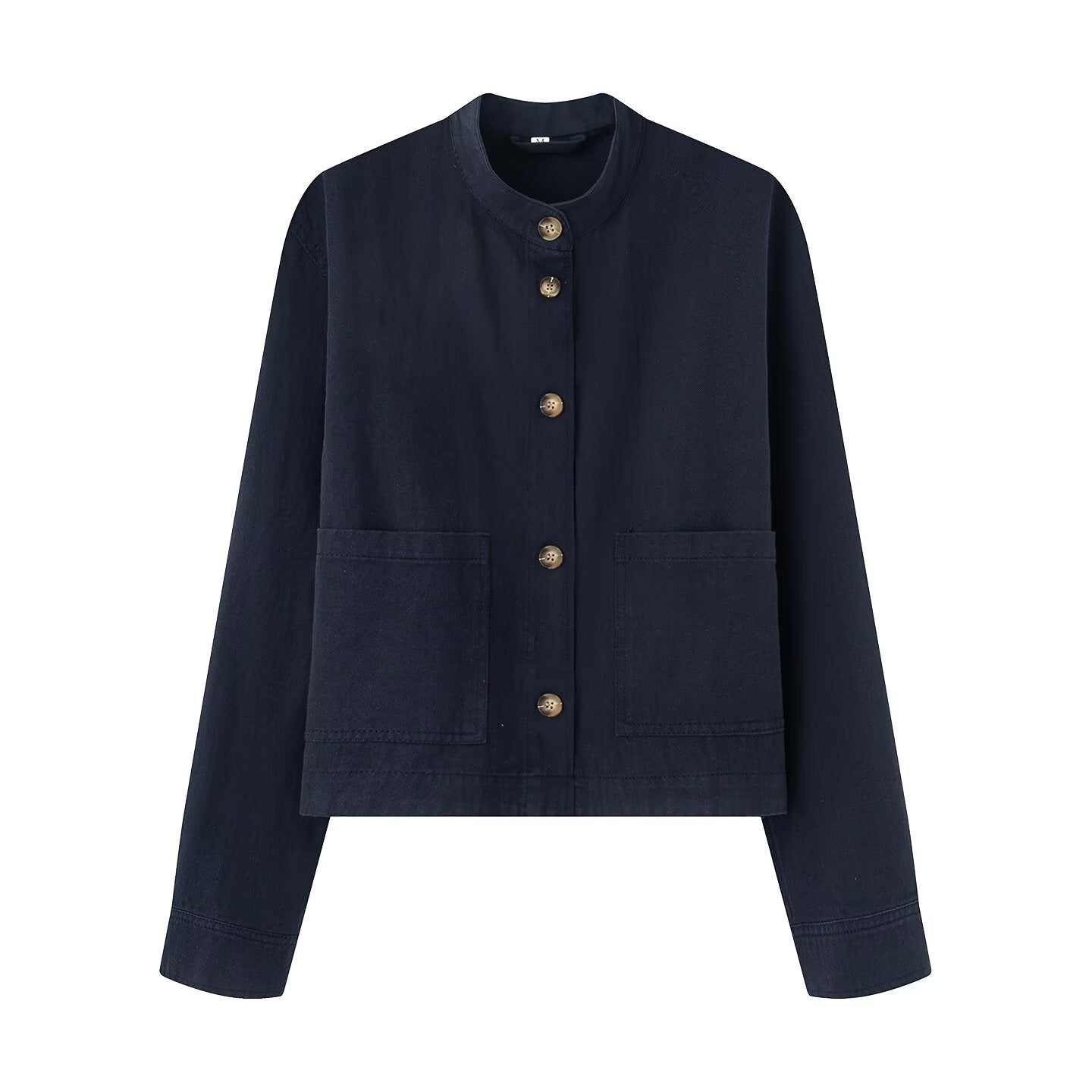 Women's casual stand collar twill coat