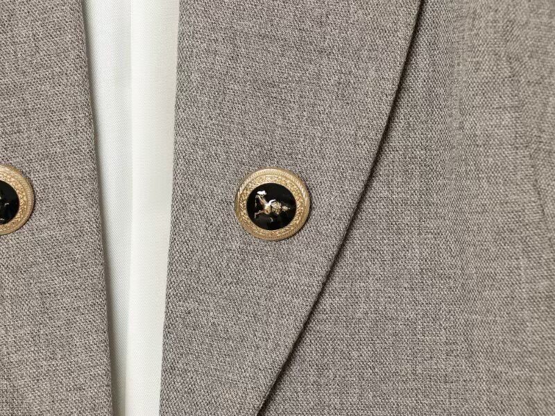 Women's flip button decoration slim Blazer Coat