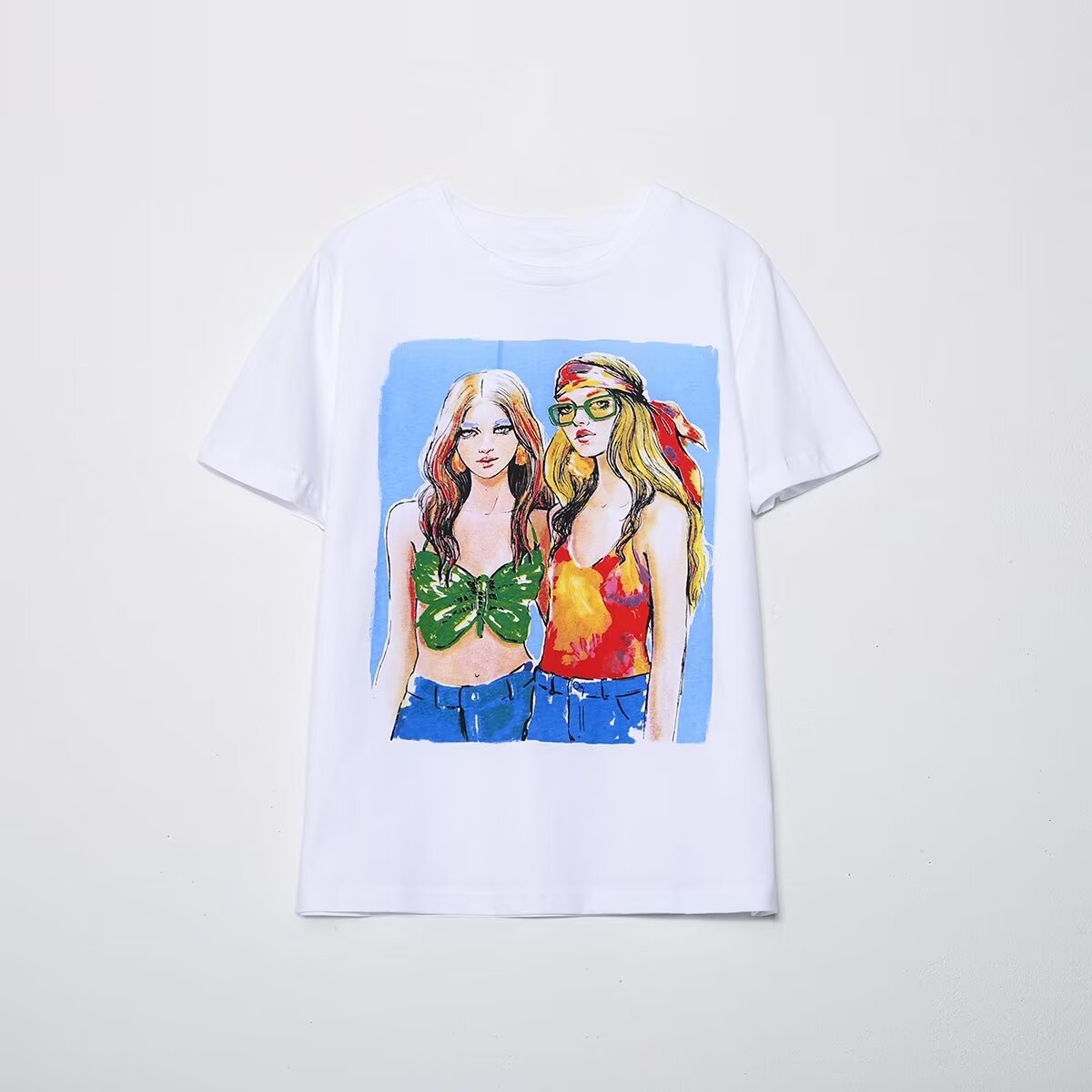 2026 multi-color printed letter T-shirt women short sleeved O-neck loose T-shirt