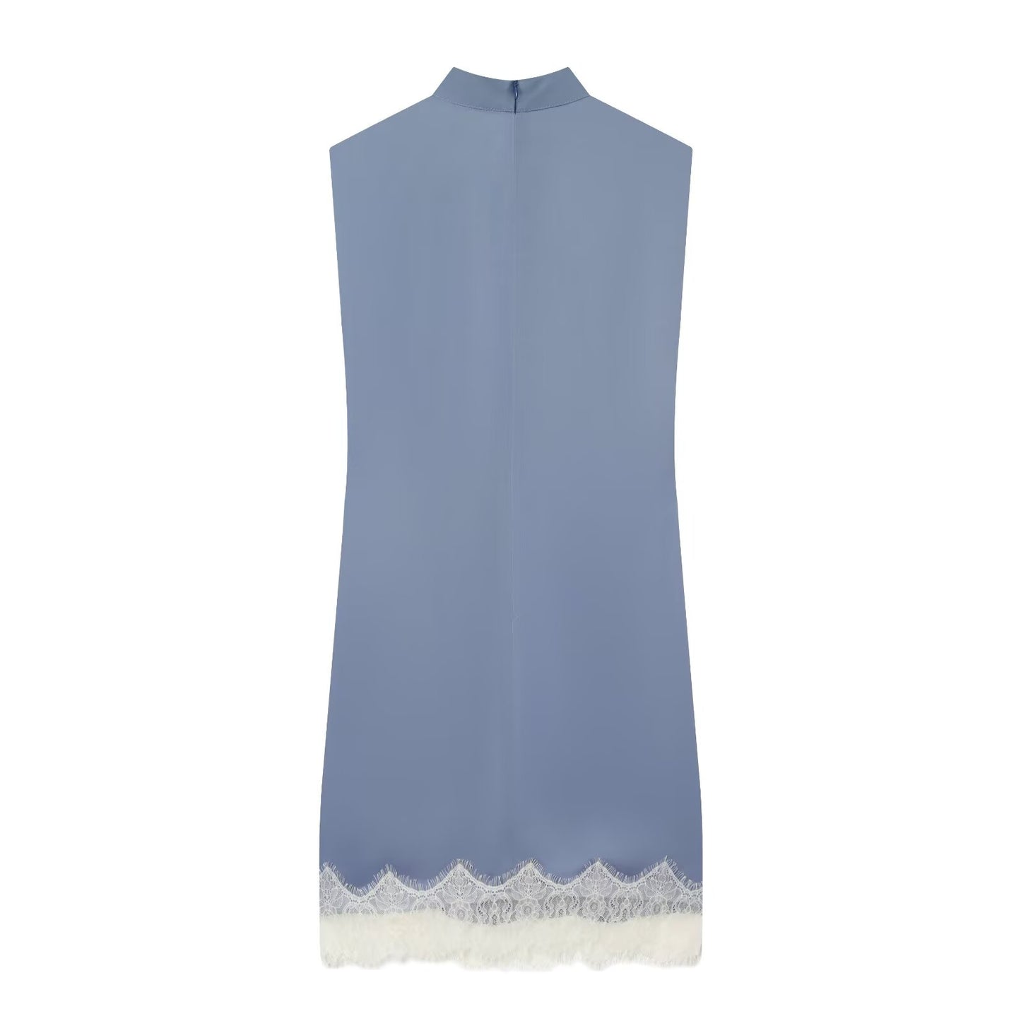 Women's lace hem satin textured dress