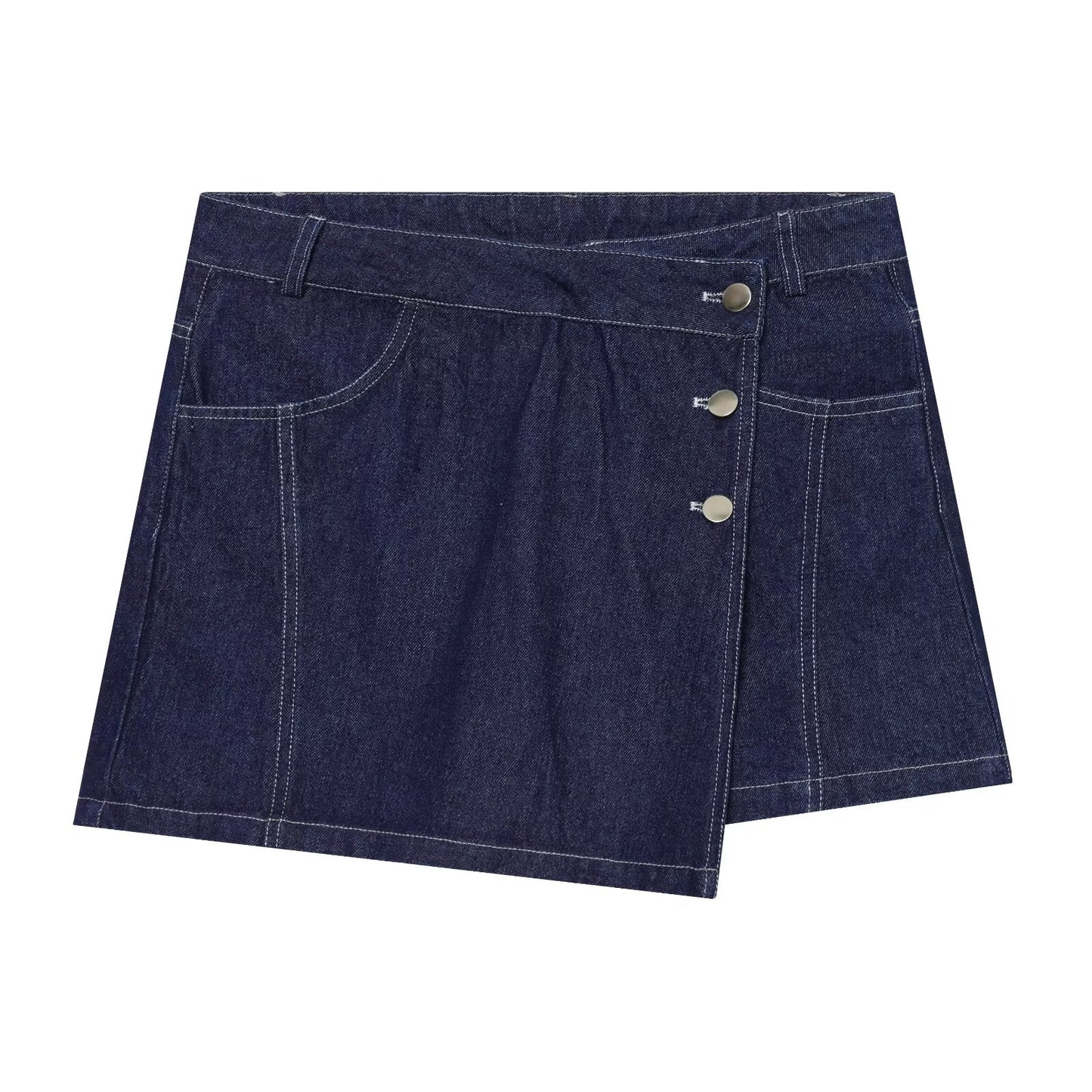 suit Women's 2 pieces casual short denim shirt+culottes