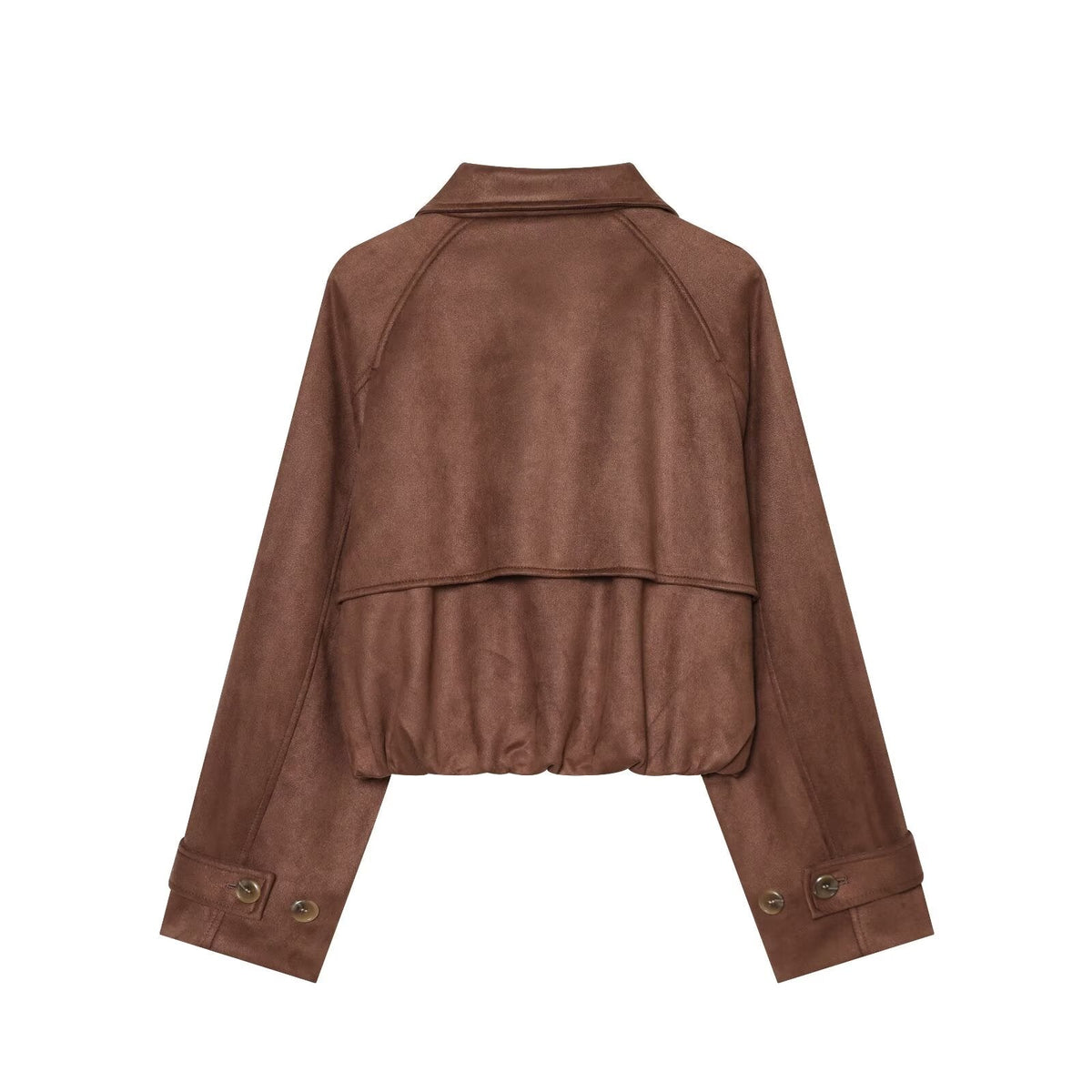 Women's suede texture short pleated Coat