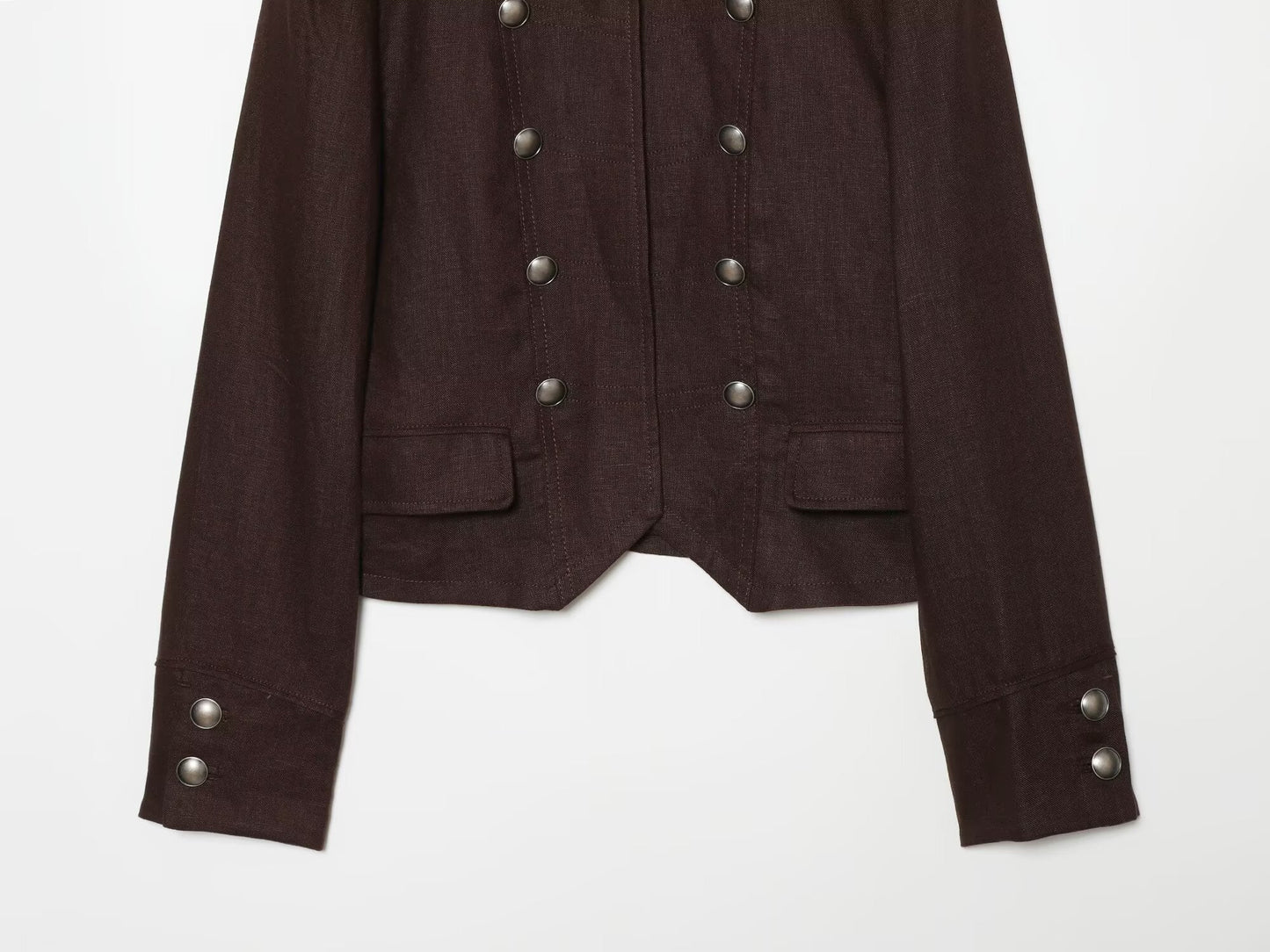 Women's short standing collar double breasted jacket