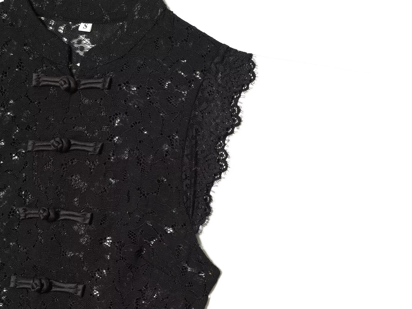 Women's lace hollow out buckle sleeveless vest