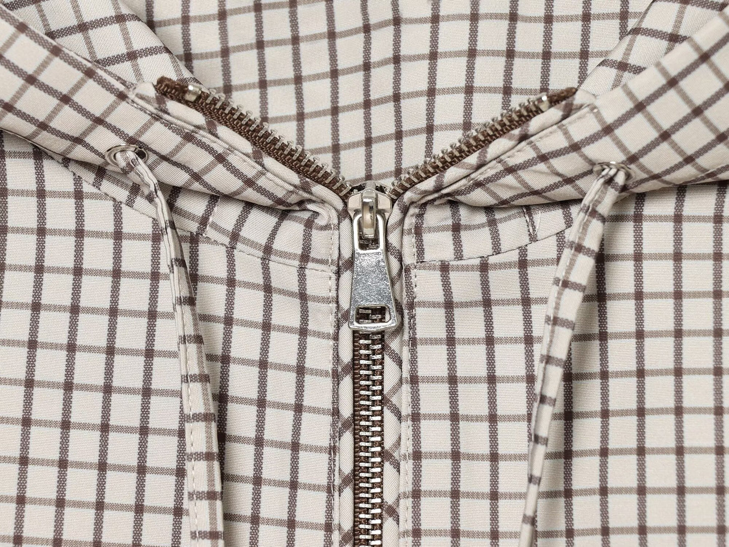 Women's casual plaid hooded jacket Coat