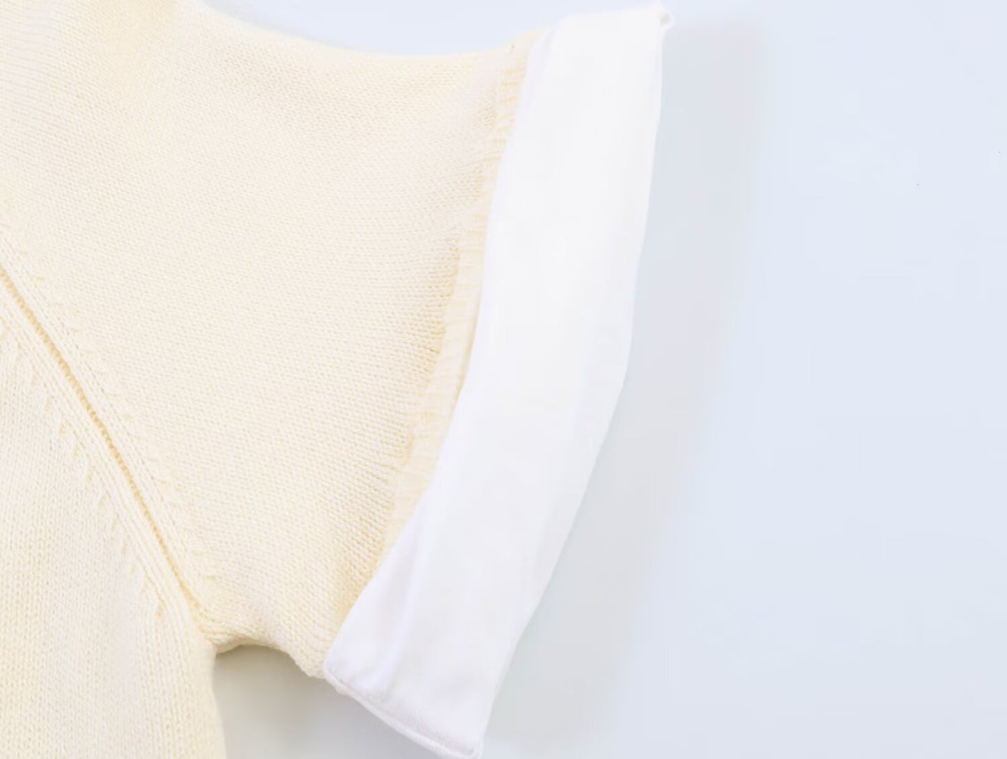 Women's rolled up sleeve patchwork knit Shirt