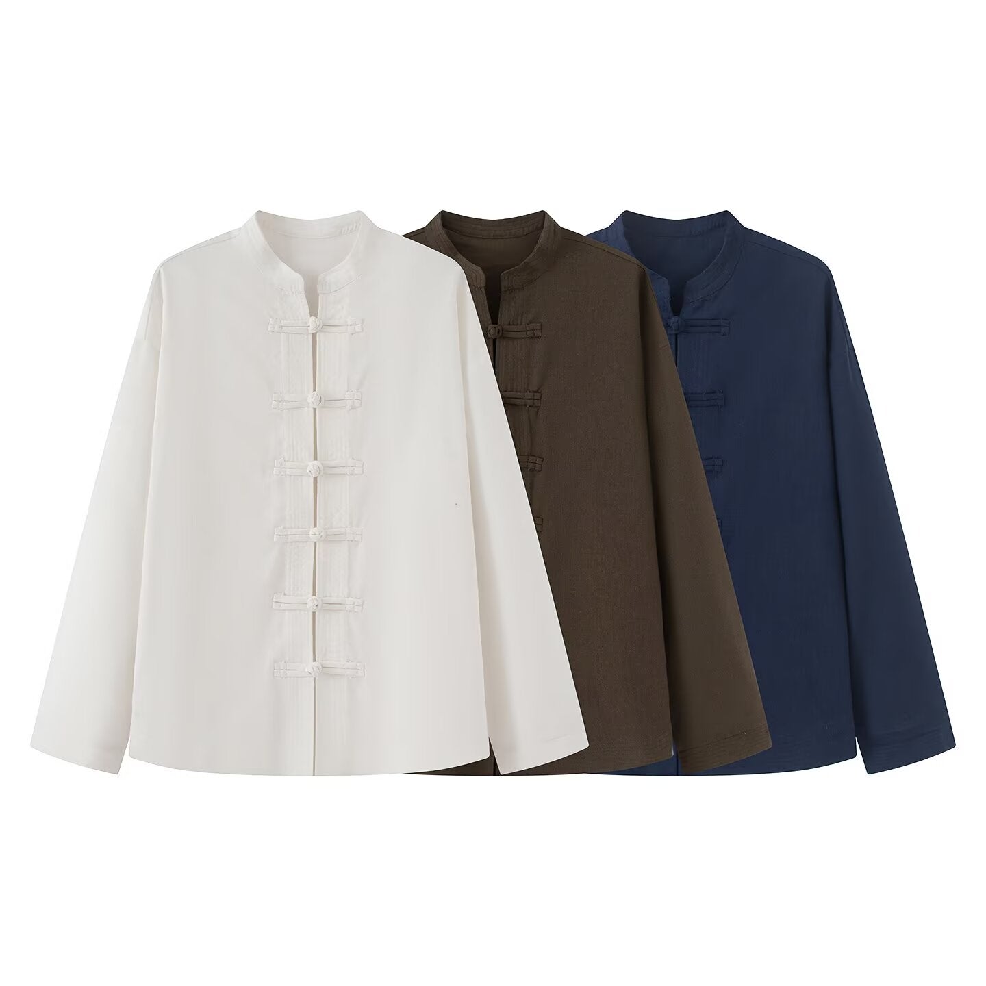 Women's rope knot buckle loose linen blended shirt
