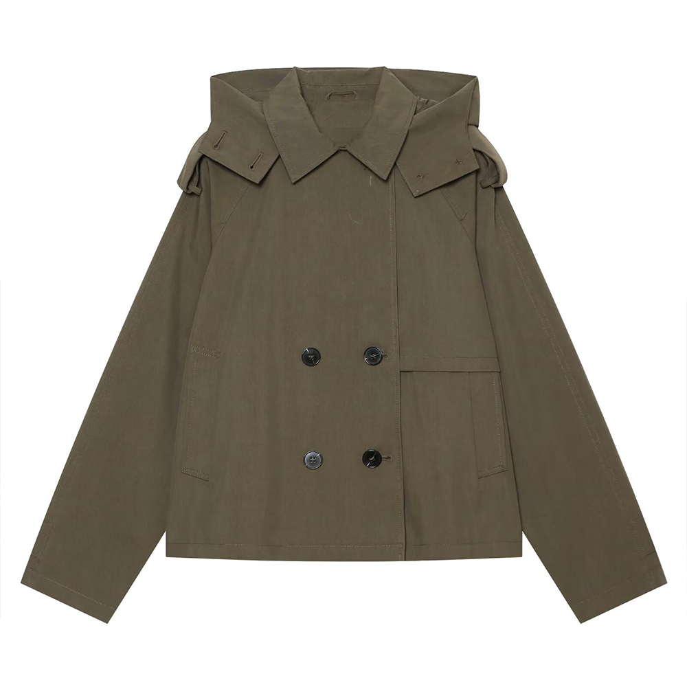 Women's long sleeved hooded short windbreaker jacket