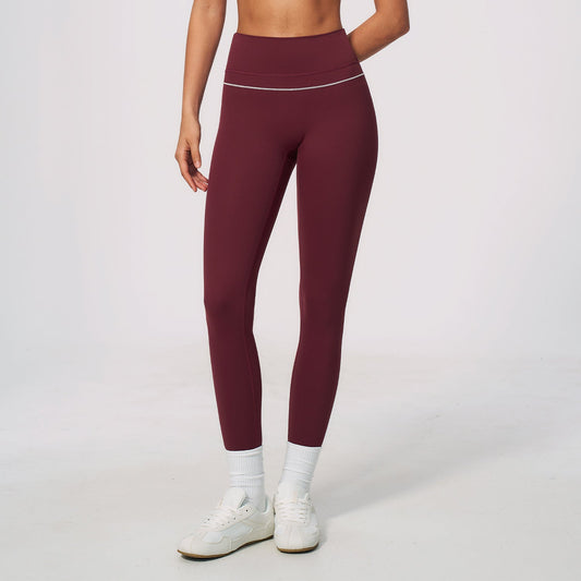Women's new sanded breathable belly lift hip exercise yoga pants