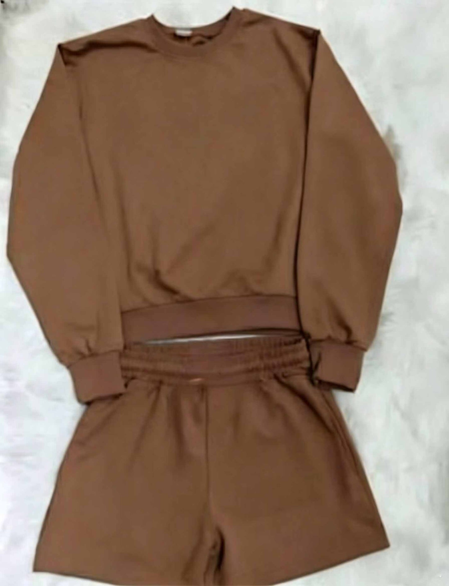 2026 new fashion round neck short sweater+elastic waist shorts sports suit