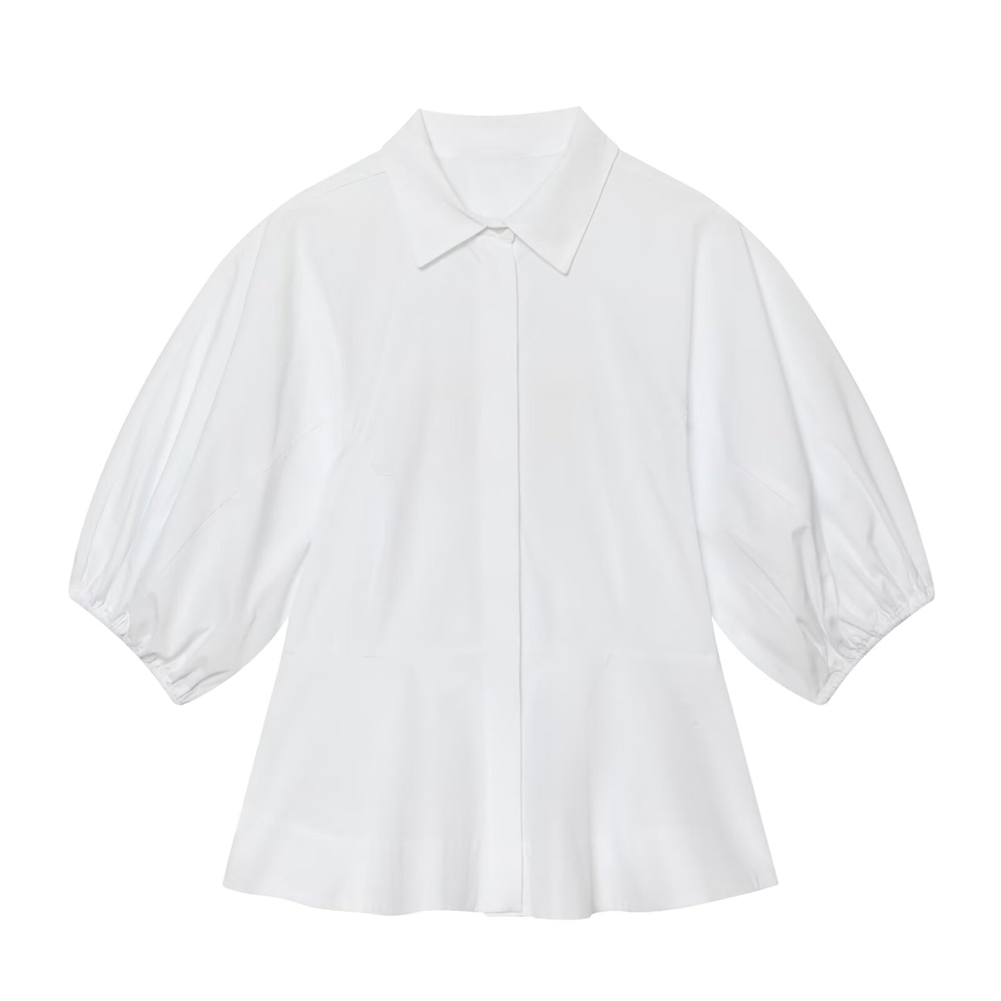Women's skirt style hem bubble sleeve shirt