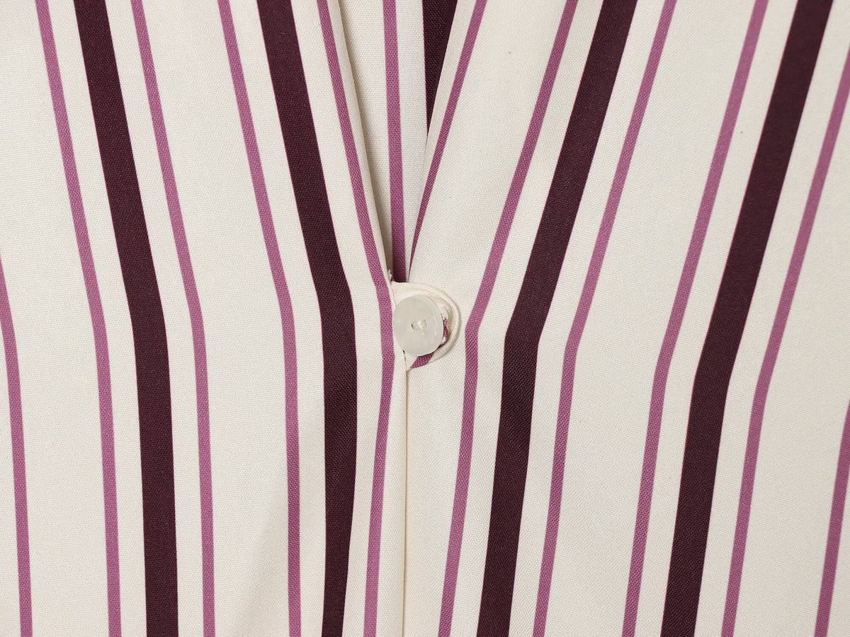 Women's adjustable long short sleeved striped shirt