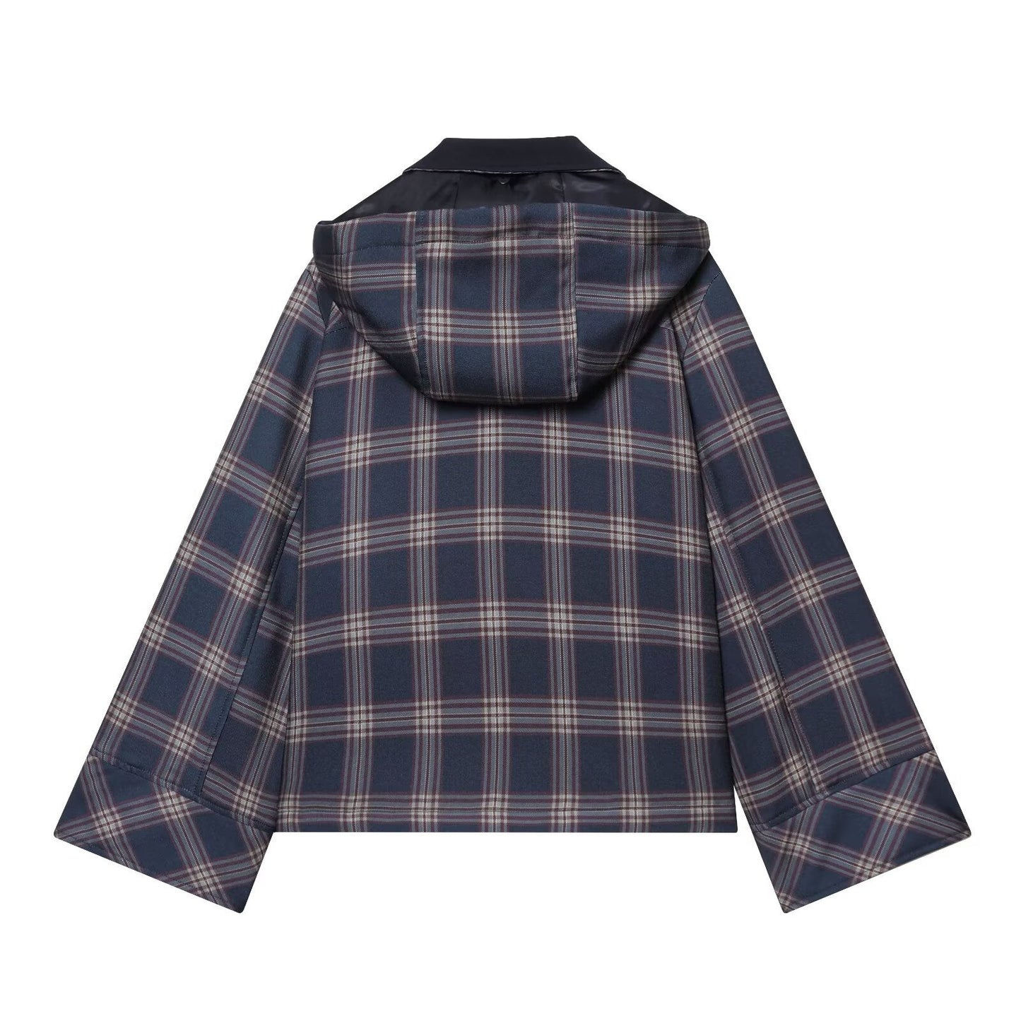 suit Women's 2 pieces hooded checkered cotton jacket Coat+ Pants