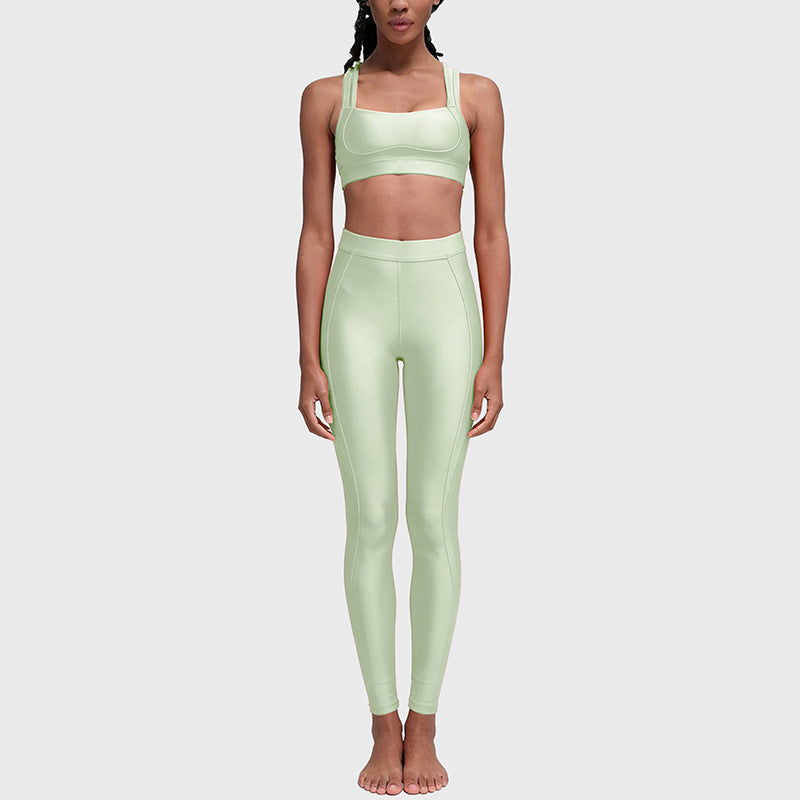 Women's new beautiful back sports bra high waist hip pants suit