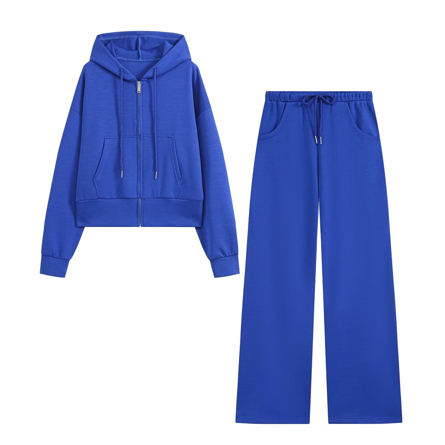 suit Women's 2 pieces hooded double-sided fabric sweatshirt+flared pants