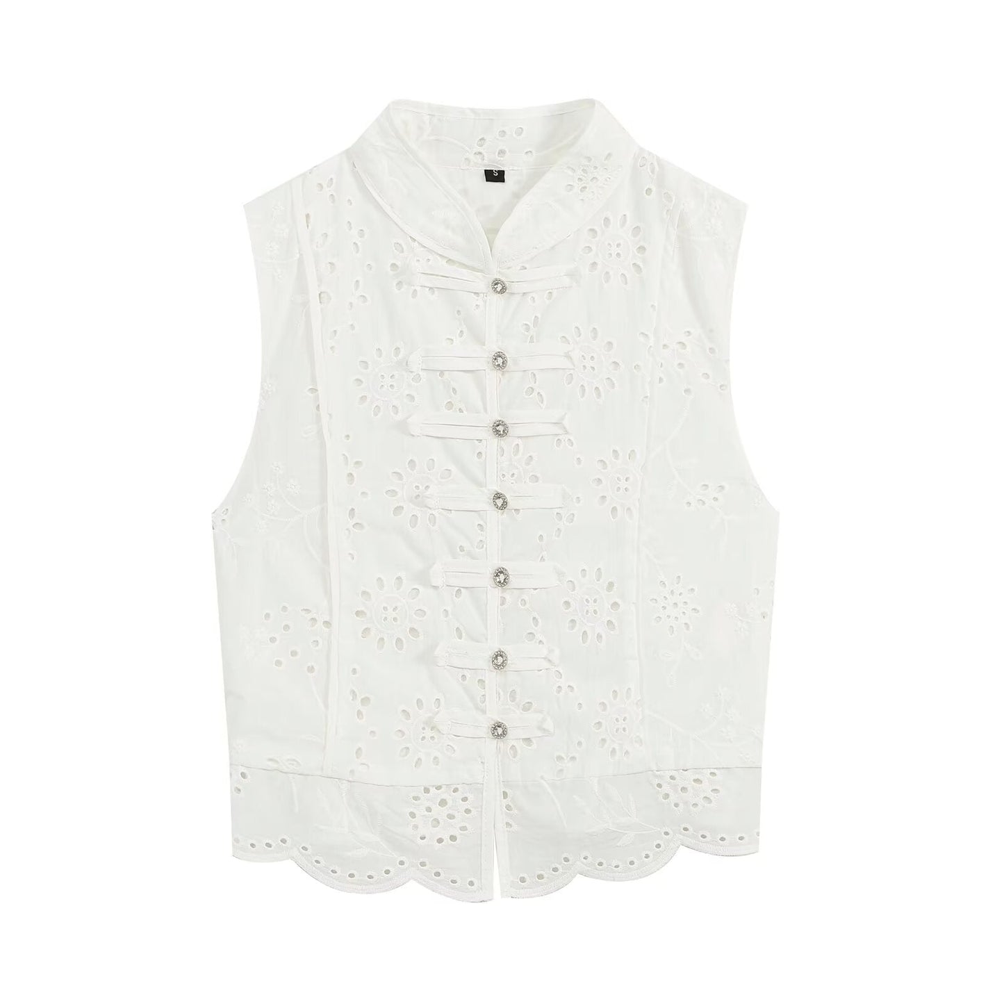 suit Women's 2 pieces artificial jewelry buckle hollow embroidery top+skirt