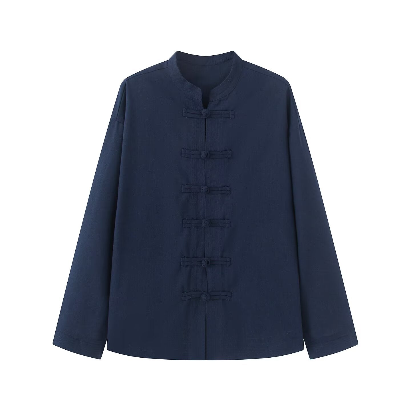 Women's rope knot buckle loose linen blended shirt