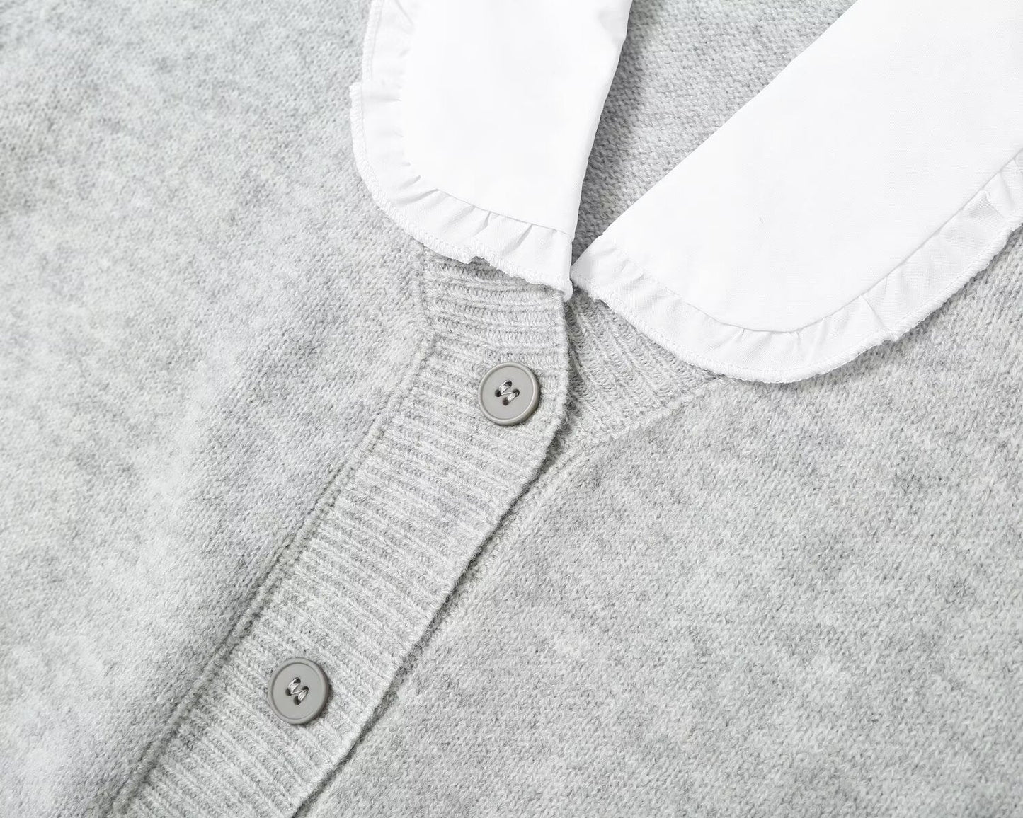 Women's doll collar breasted knitted cardigan