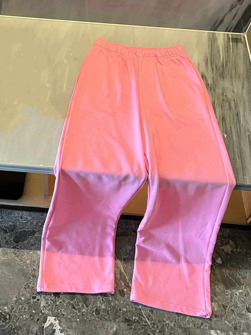 Women's new straight elastic casual pants wide-leg pants