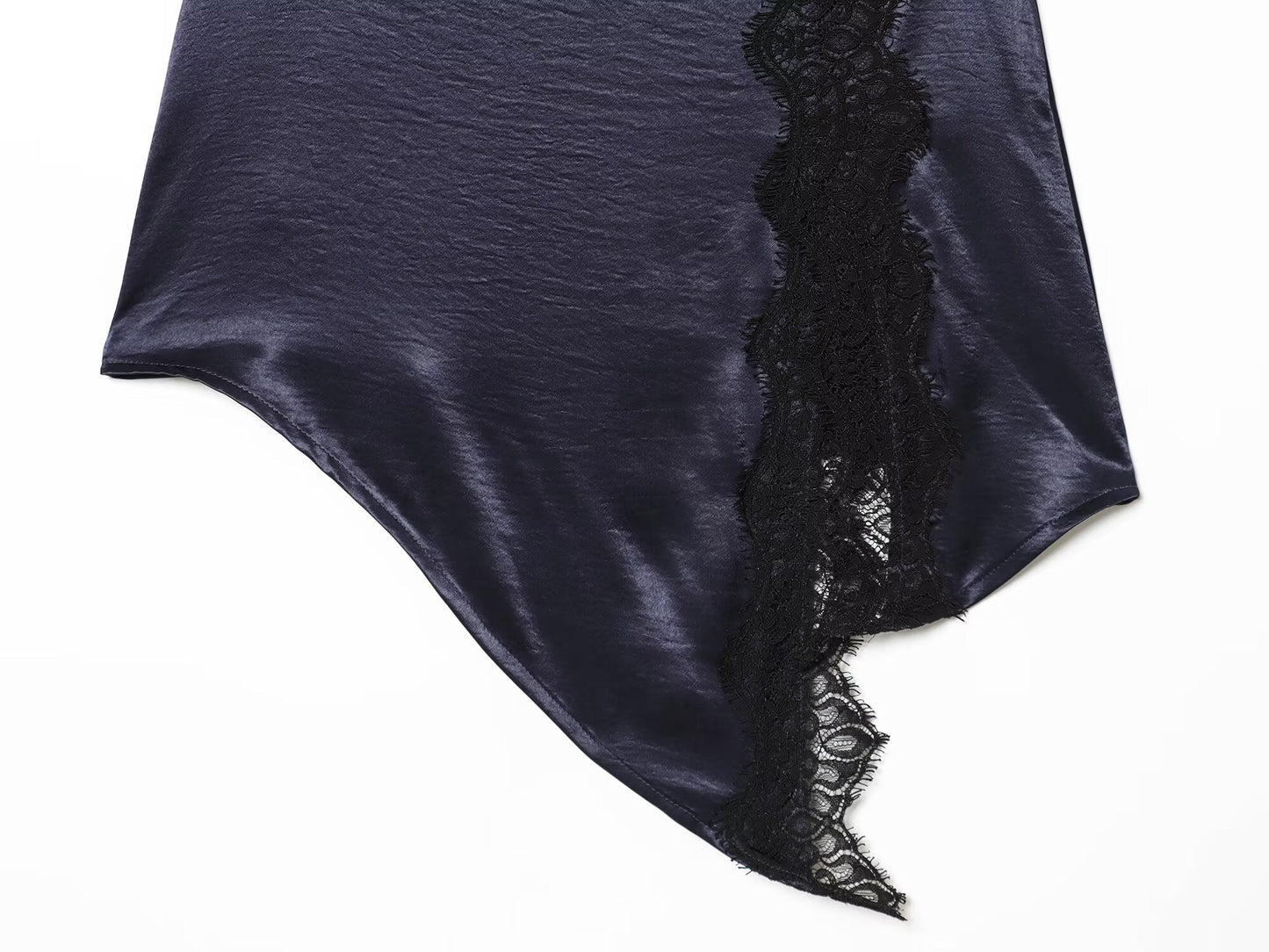 Women's satin textured patchwork lace mini skirt