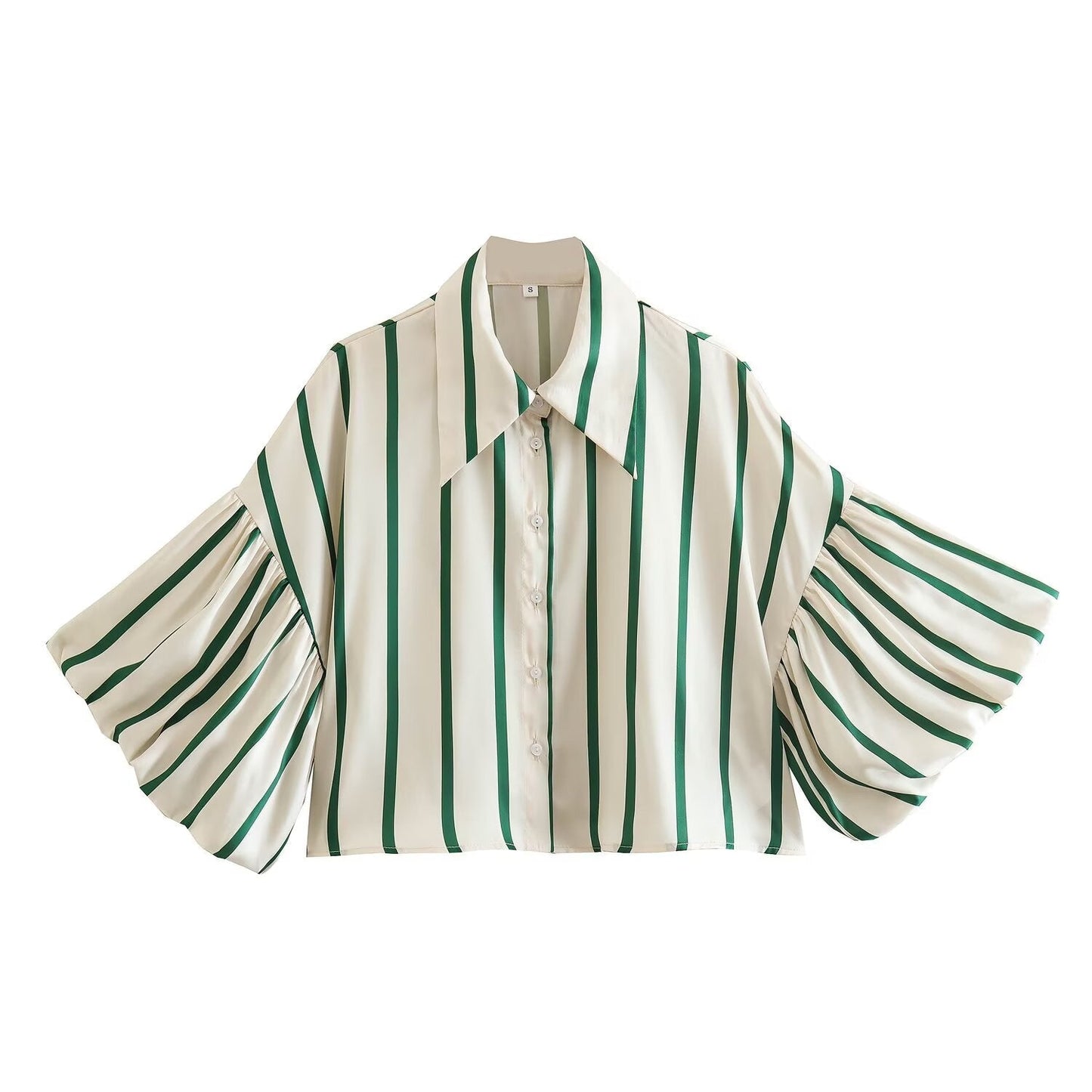 2026 Women's loose bubble sleeve printed shirt