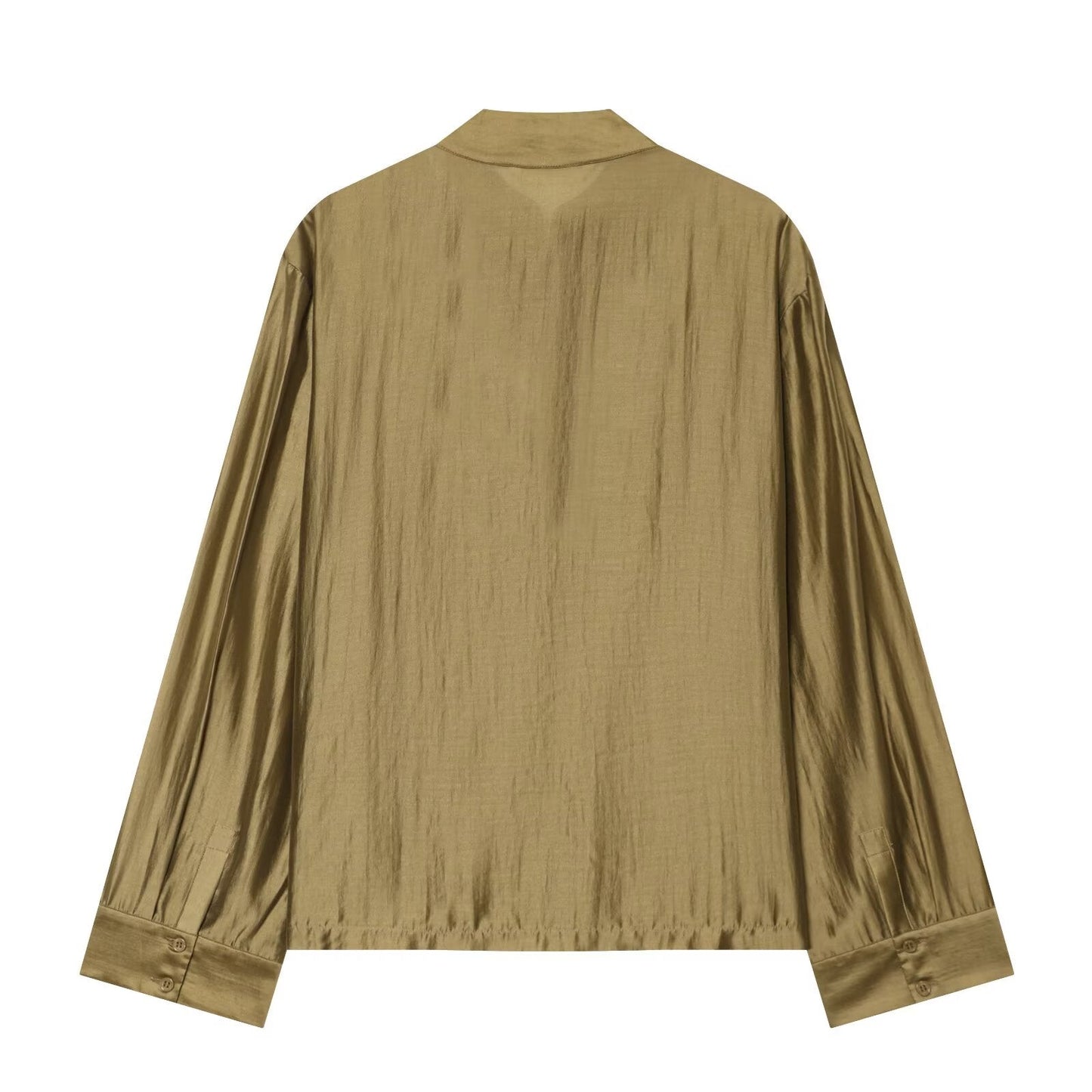 Women's rope knot decoration casual satin shirt