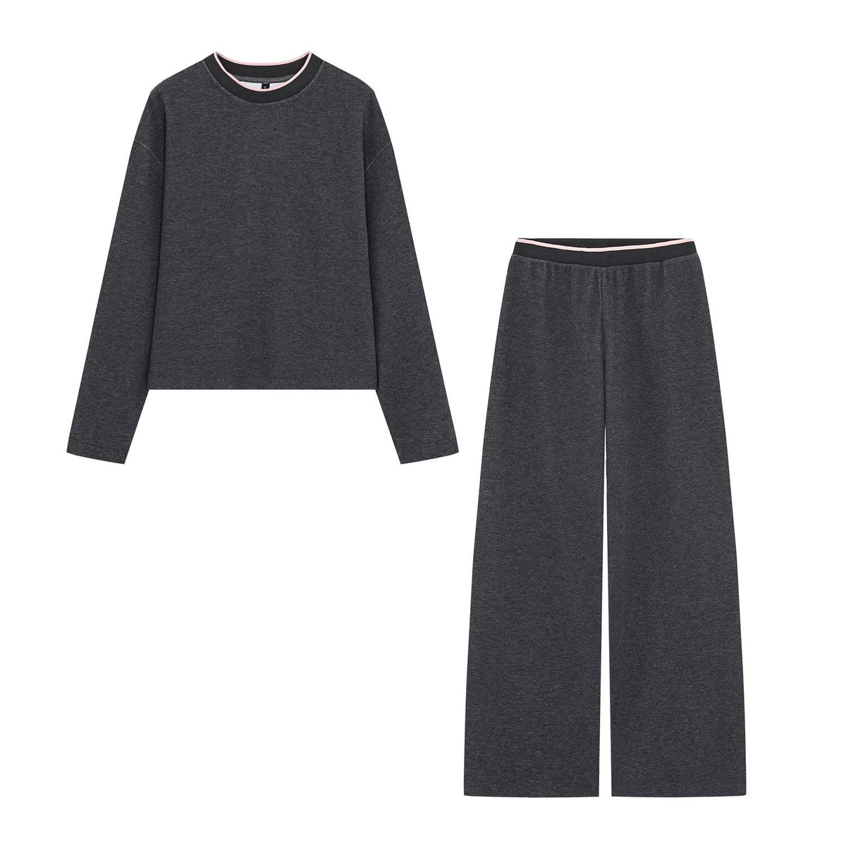 suit Women's 2 pieces contrasting striped soft texture sweatshirt+Pants